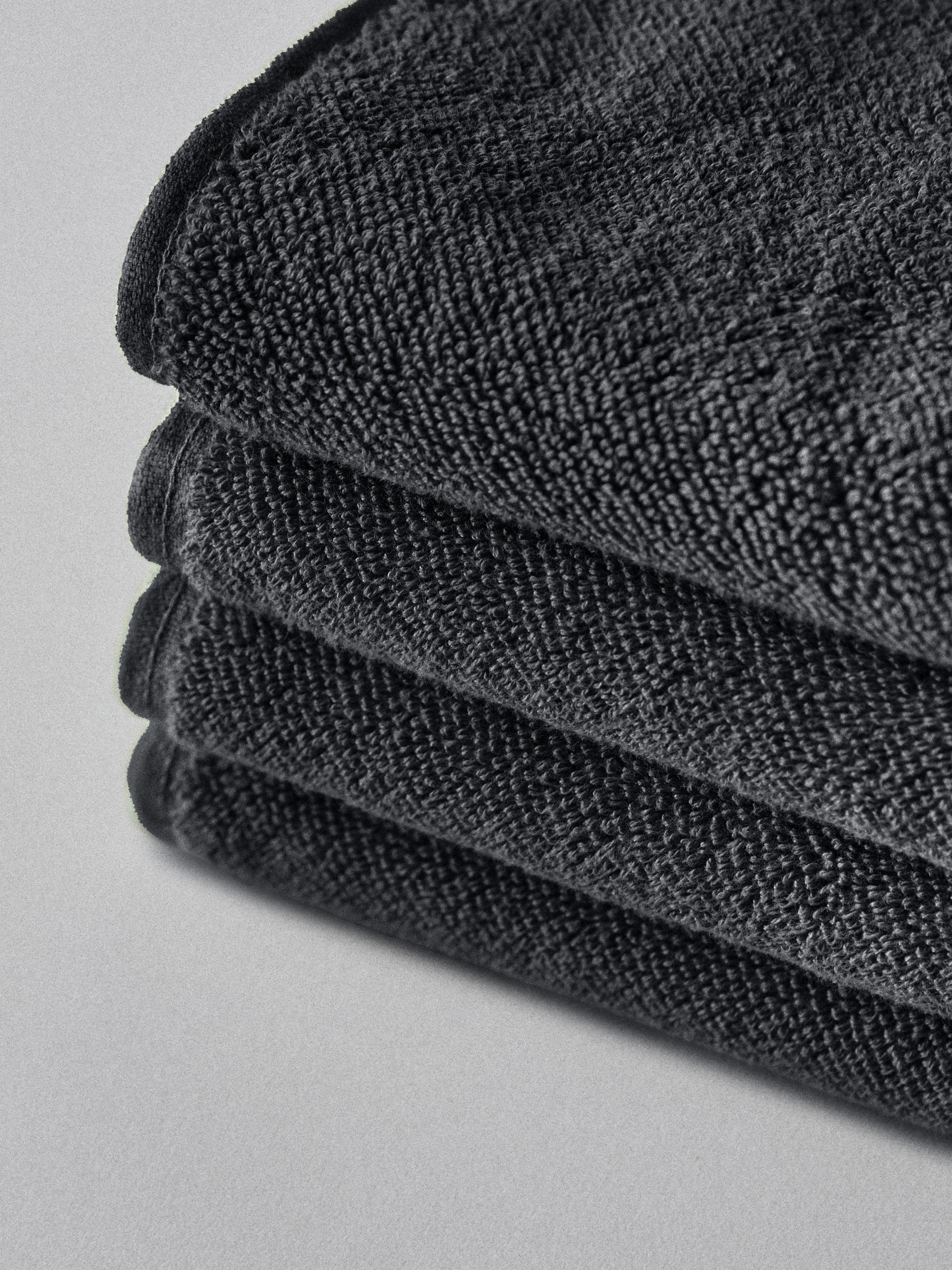 Charcoal Grey Set of 4 Popcorn Textured Hand Towels - Image 3 of 4