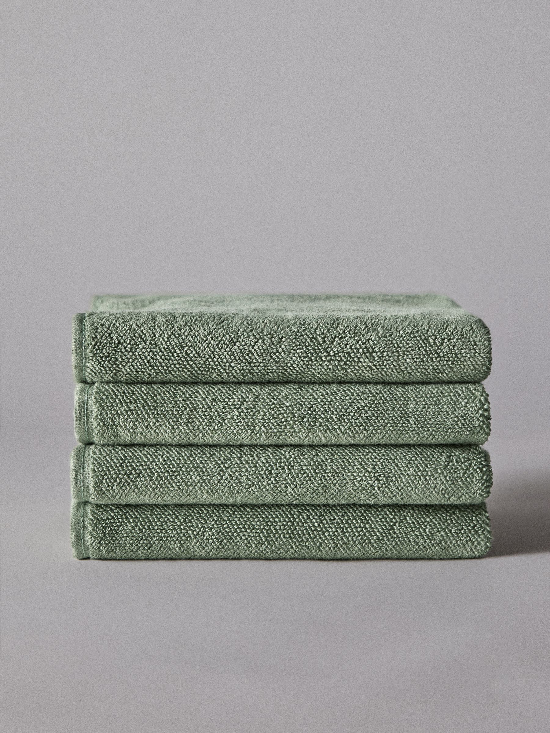 Sage Green Set of 4 Popcorn Textured Hand Towels - Image 1 of 4