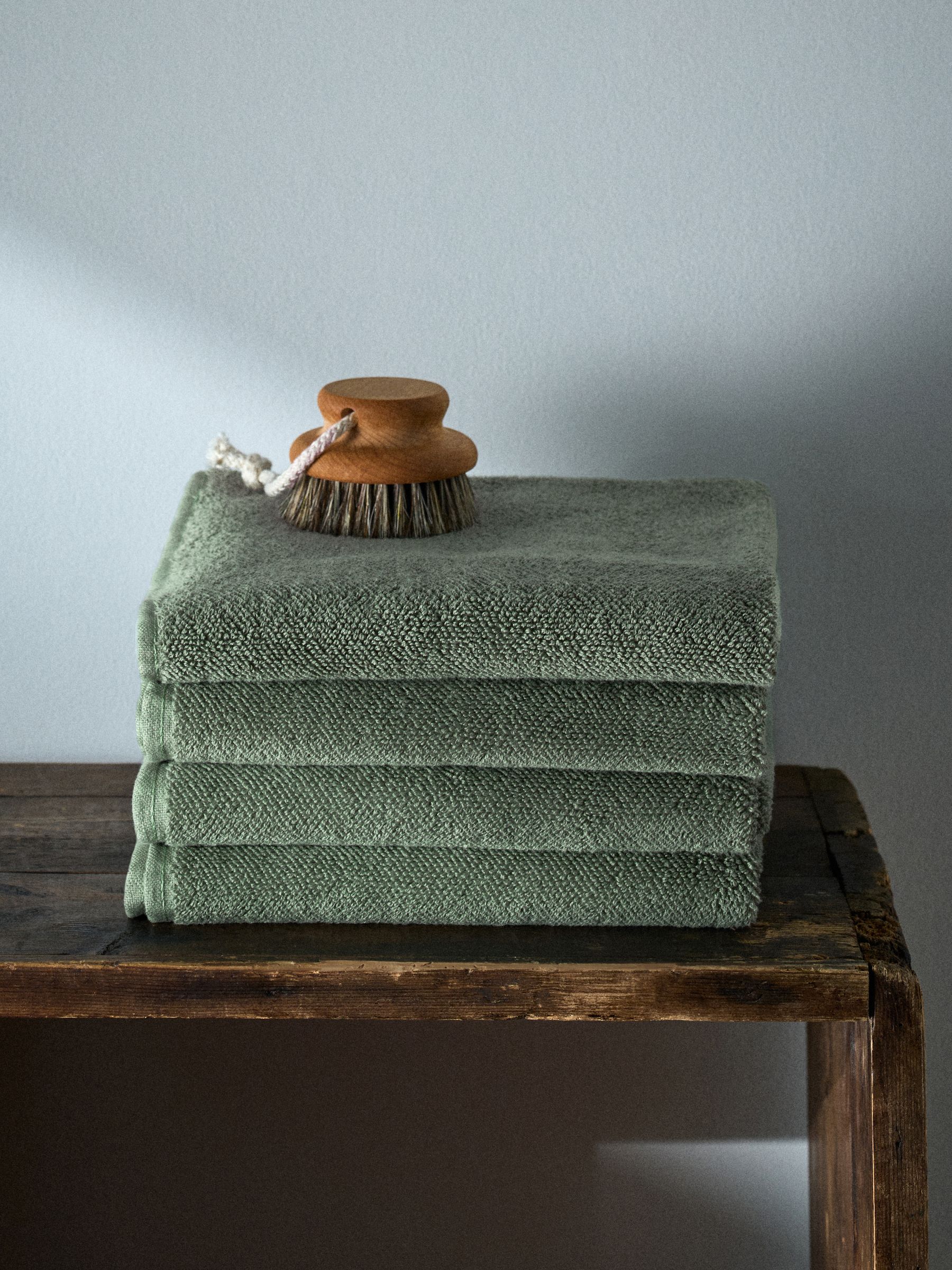Sage Green Set of 4 Popcorn Textured Hand Towels - Image 2 of 4