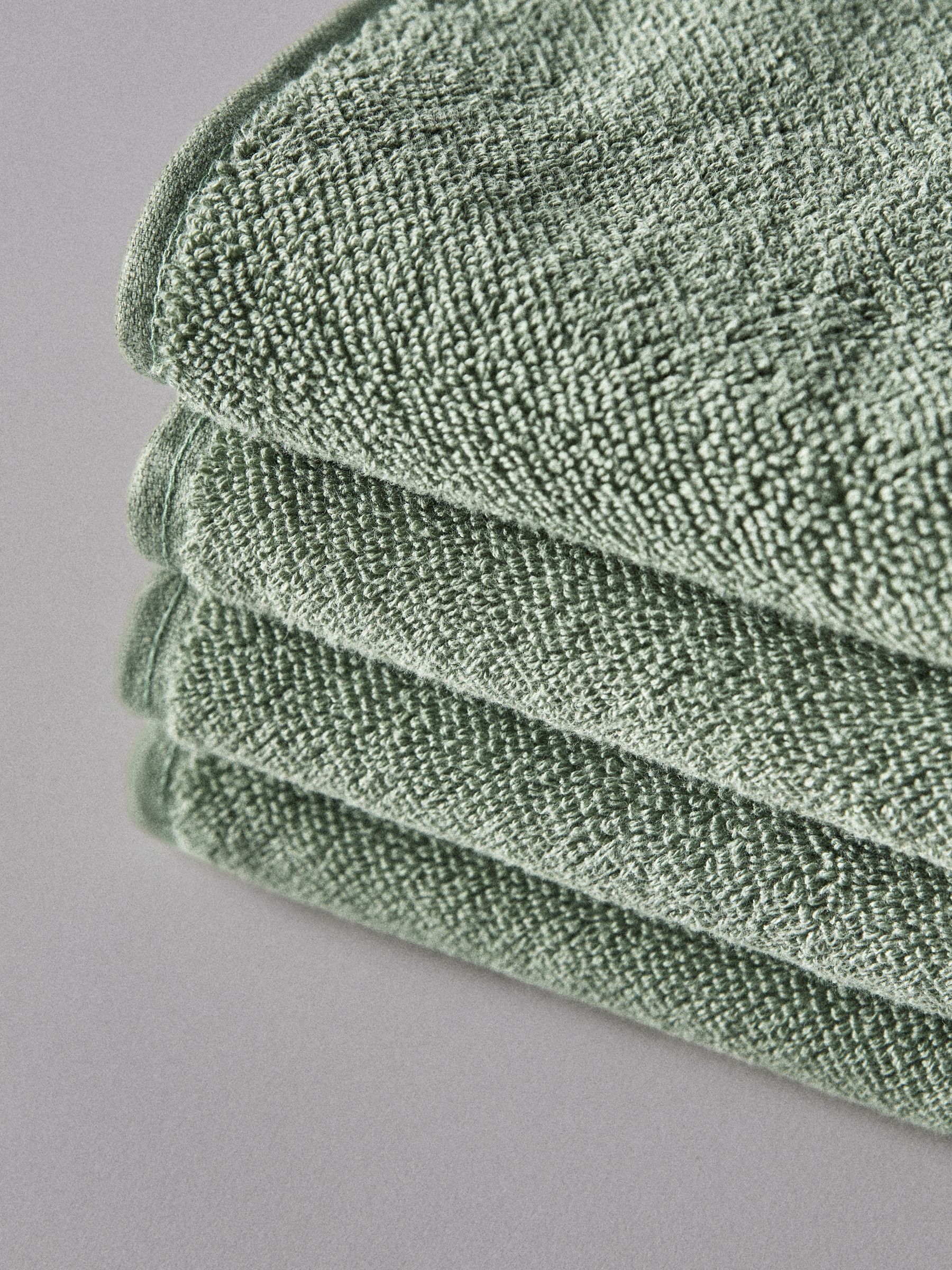Sage Green Set of 4 Popcorn Textured Hand Towels - Image 3 of 4