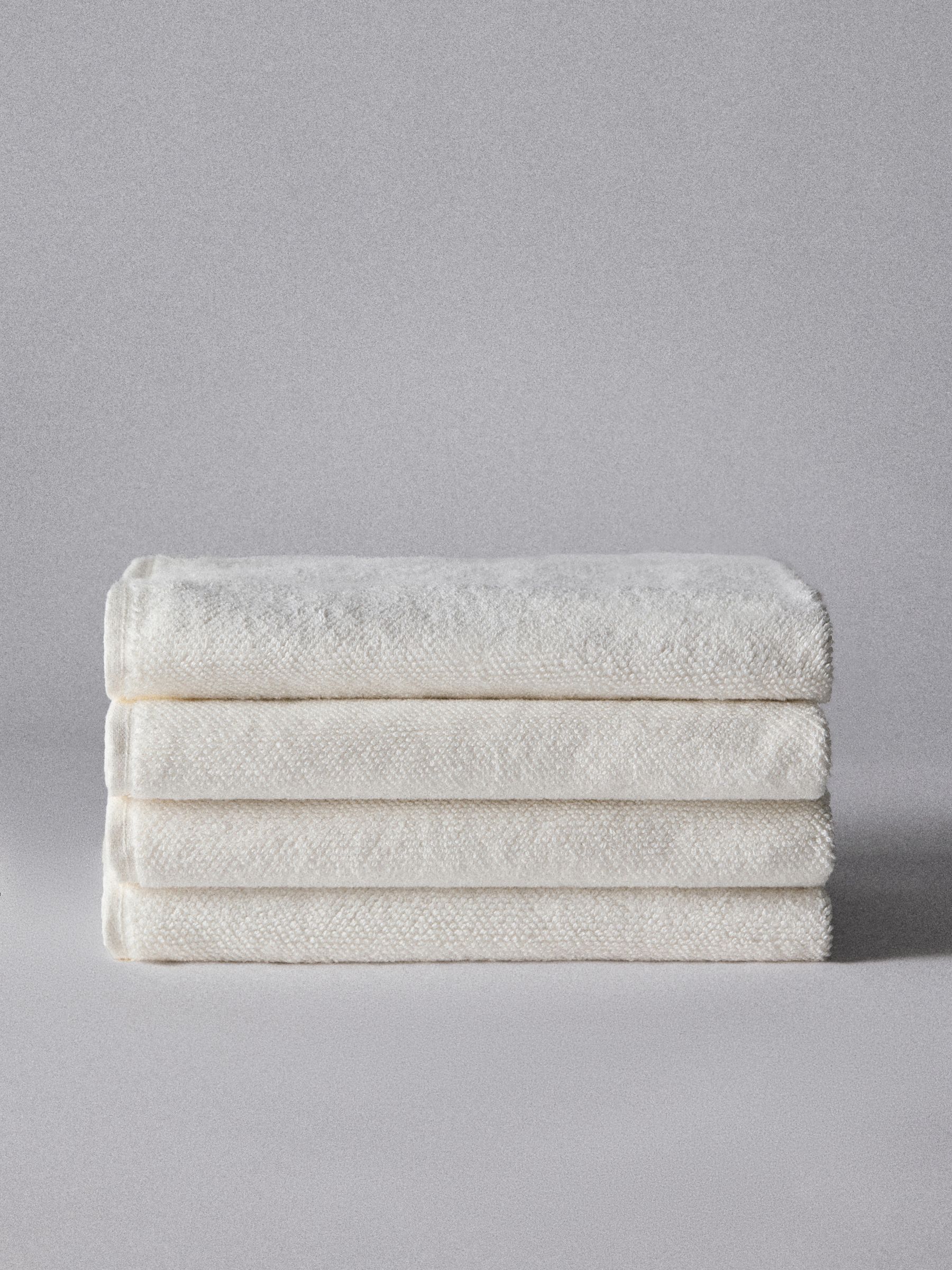 White Set of 4 Popcorn Textured Hand Towels - Image 1 of 4