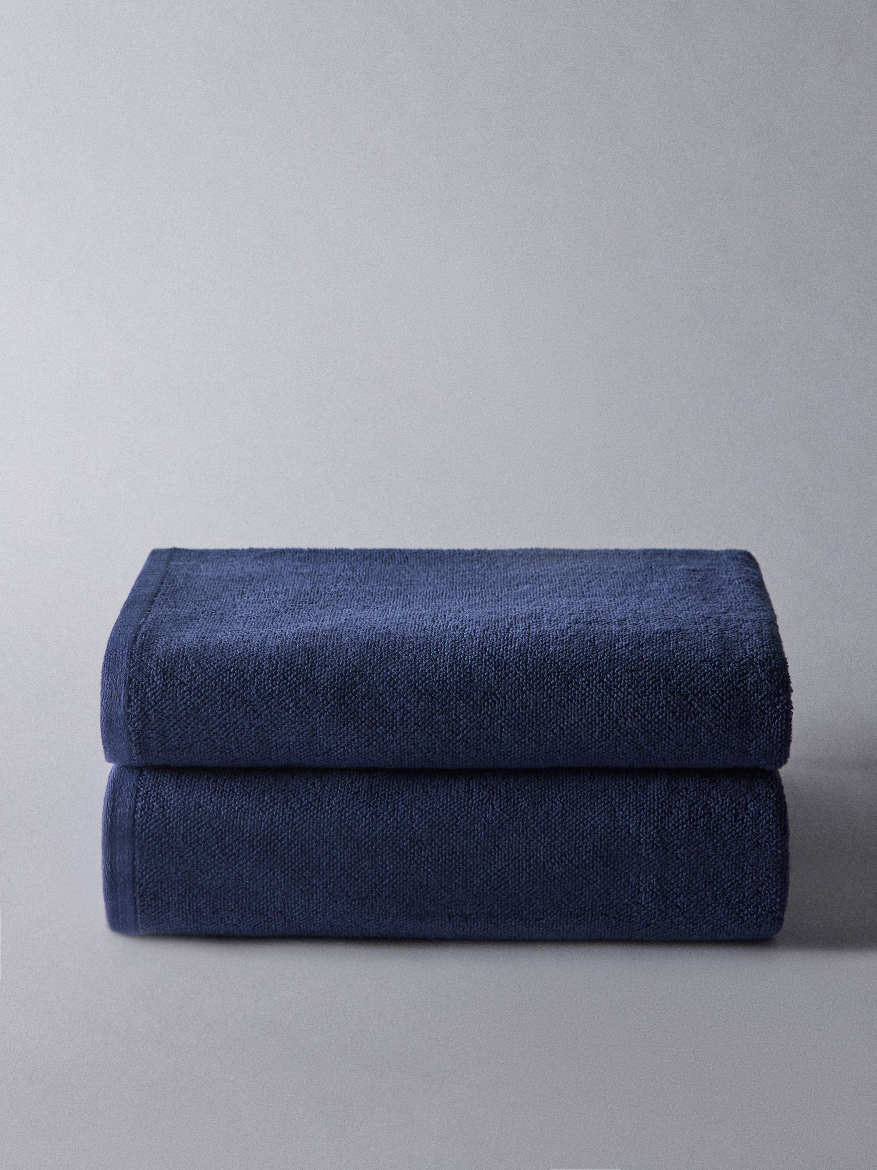 Navy Blue Set of 2 Popcorn Textured Bath Towels - Image 1 of 6