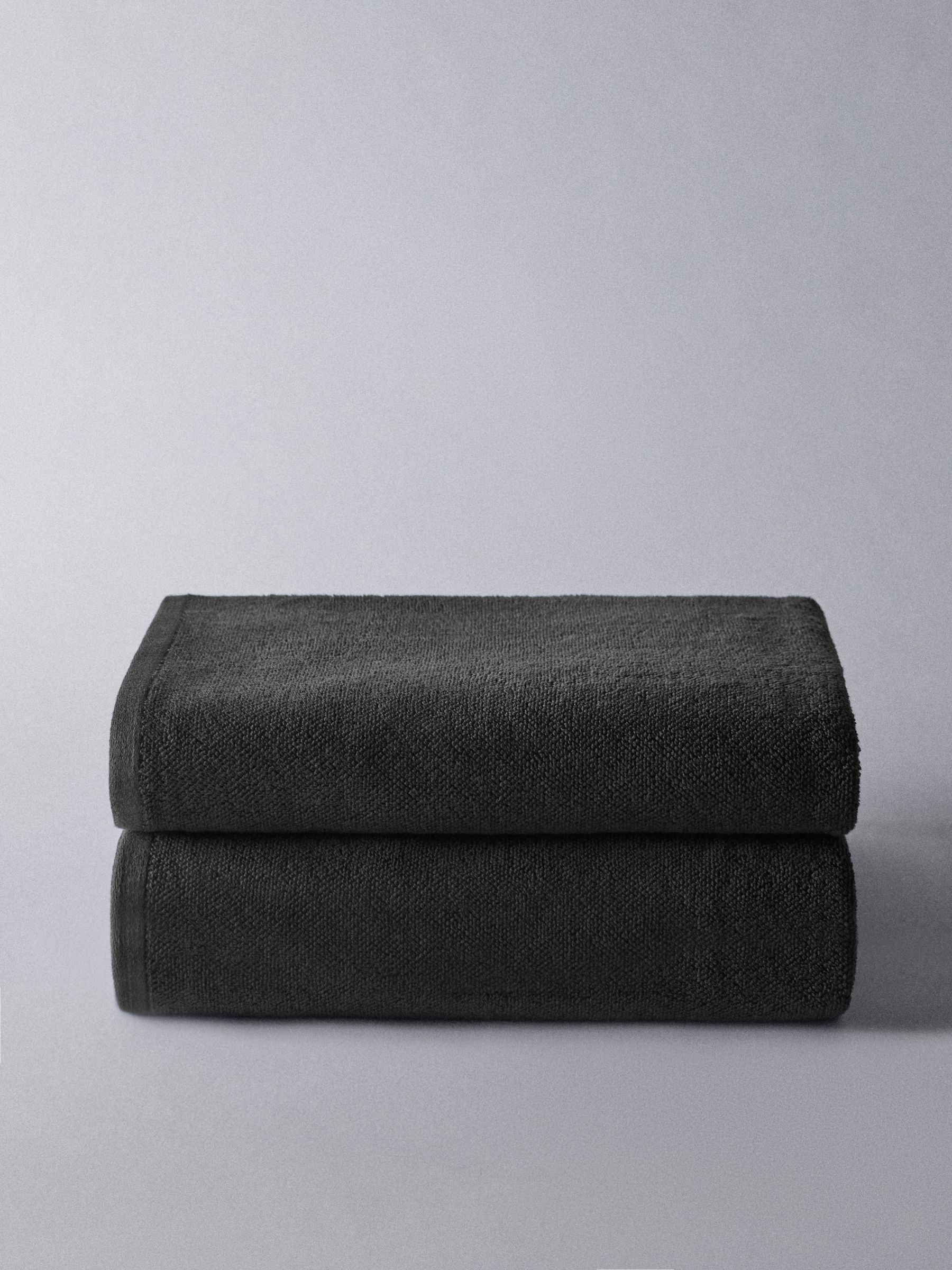 Charcoal Grey Set of 2 Popcorn Textured Bath Towels - Image 1 of 6