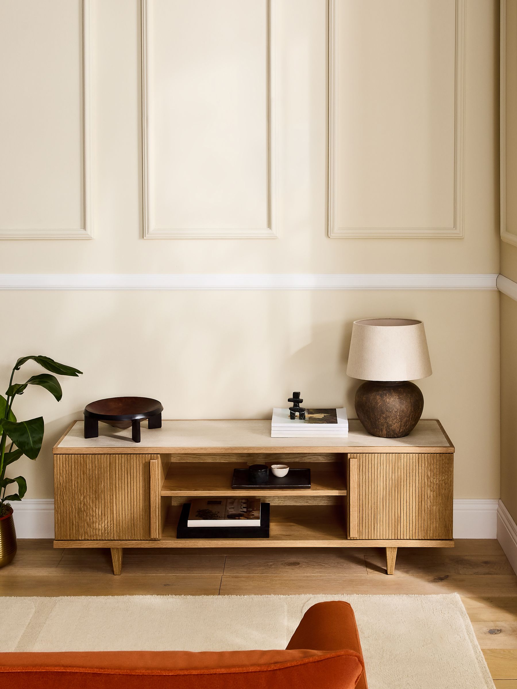 Brunswick Up to 55 Inch Wide TV Unit in Ribbed Oak - Image 1 of 10
