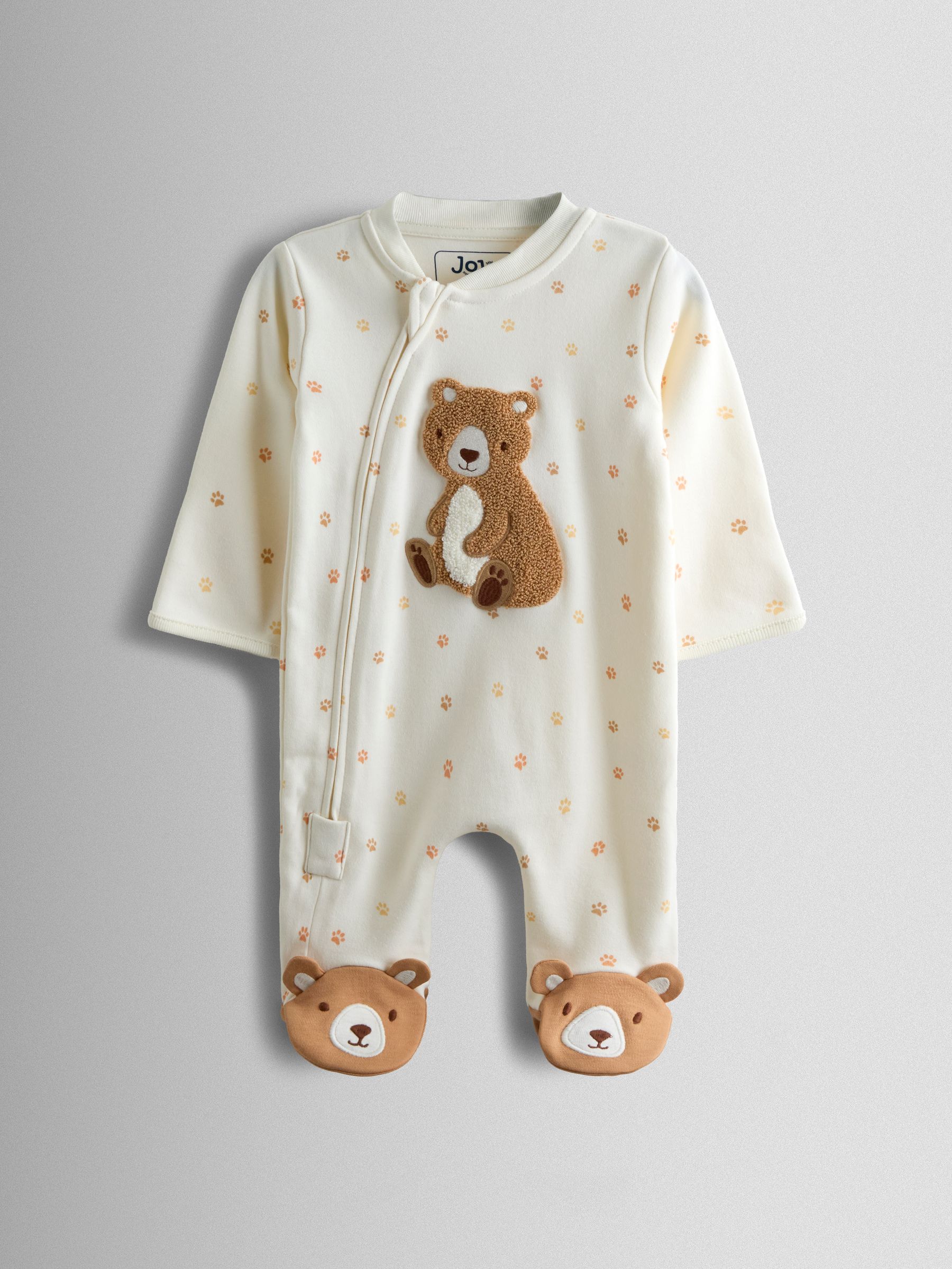 Cream Bear Appliqué Zip Sleepsuit - Image 1 of 4