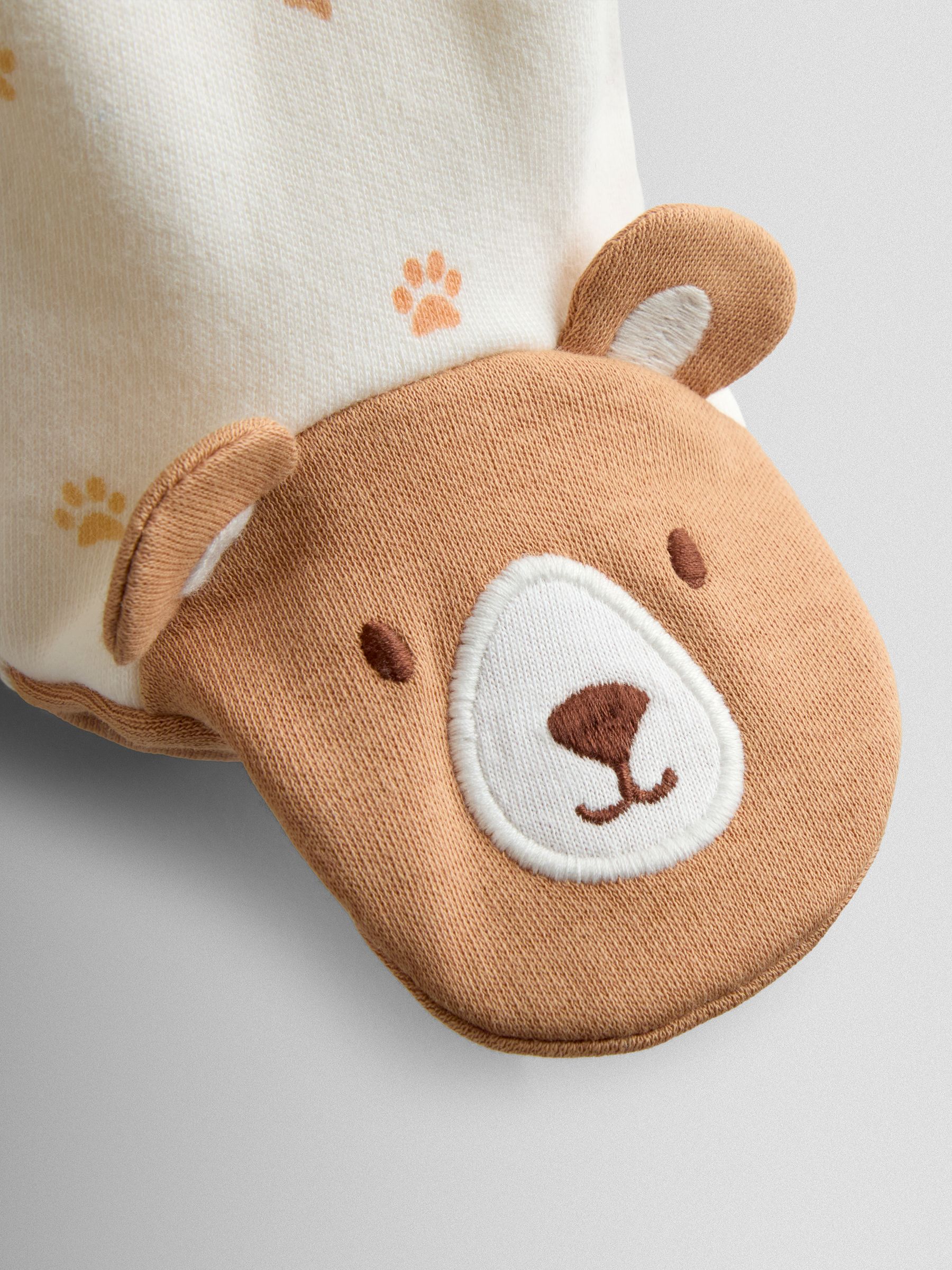 Cream Bear Appliqué Zip Sleepsuit - Image 4 of 4