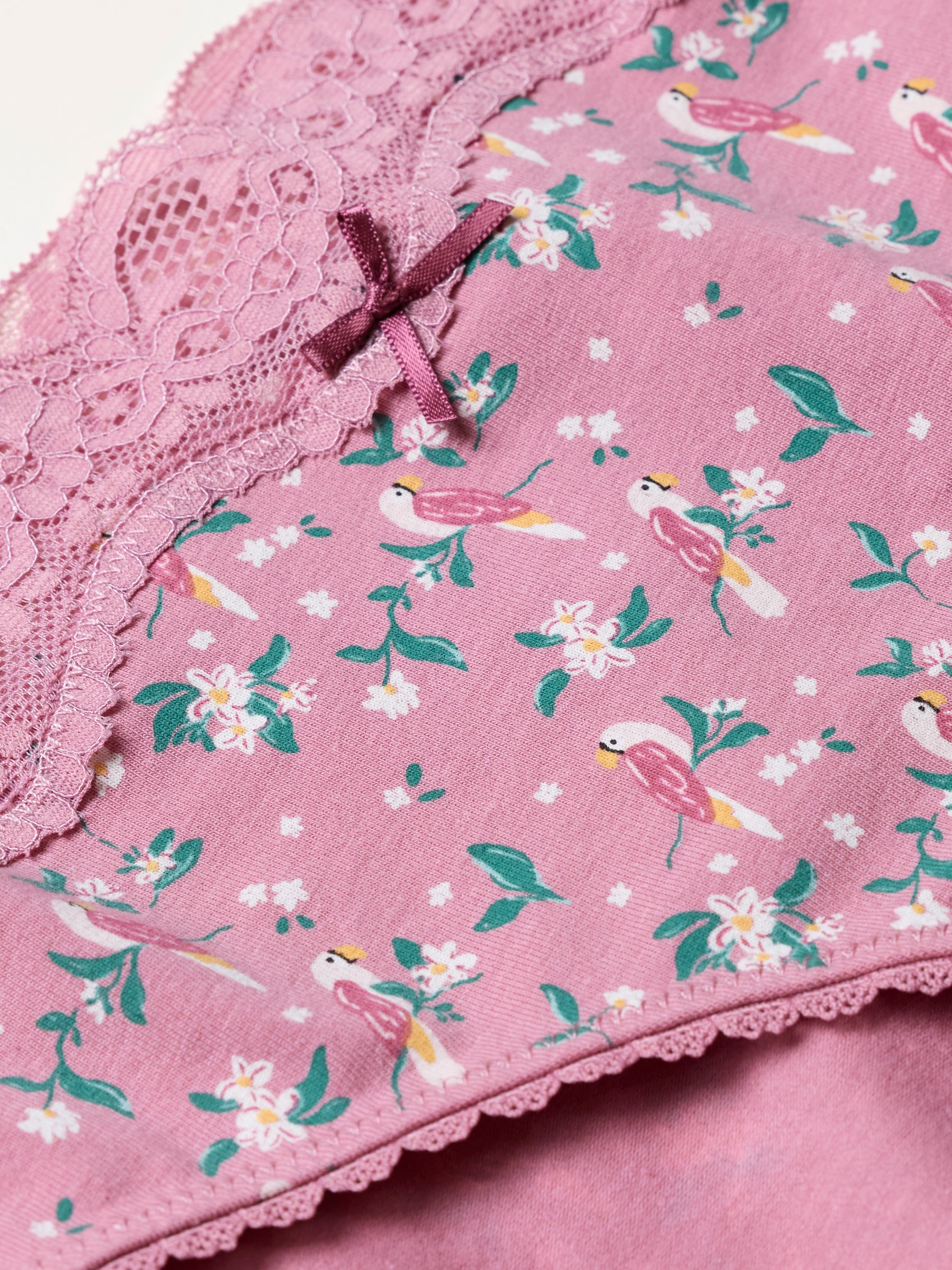 Pink Bird Floral Classic Knickers - Image 2 of 2 Pink Bird Floral Classic Knickers - Image 2 of 2