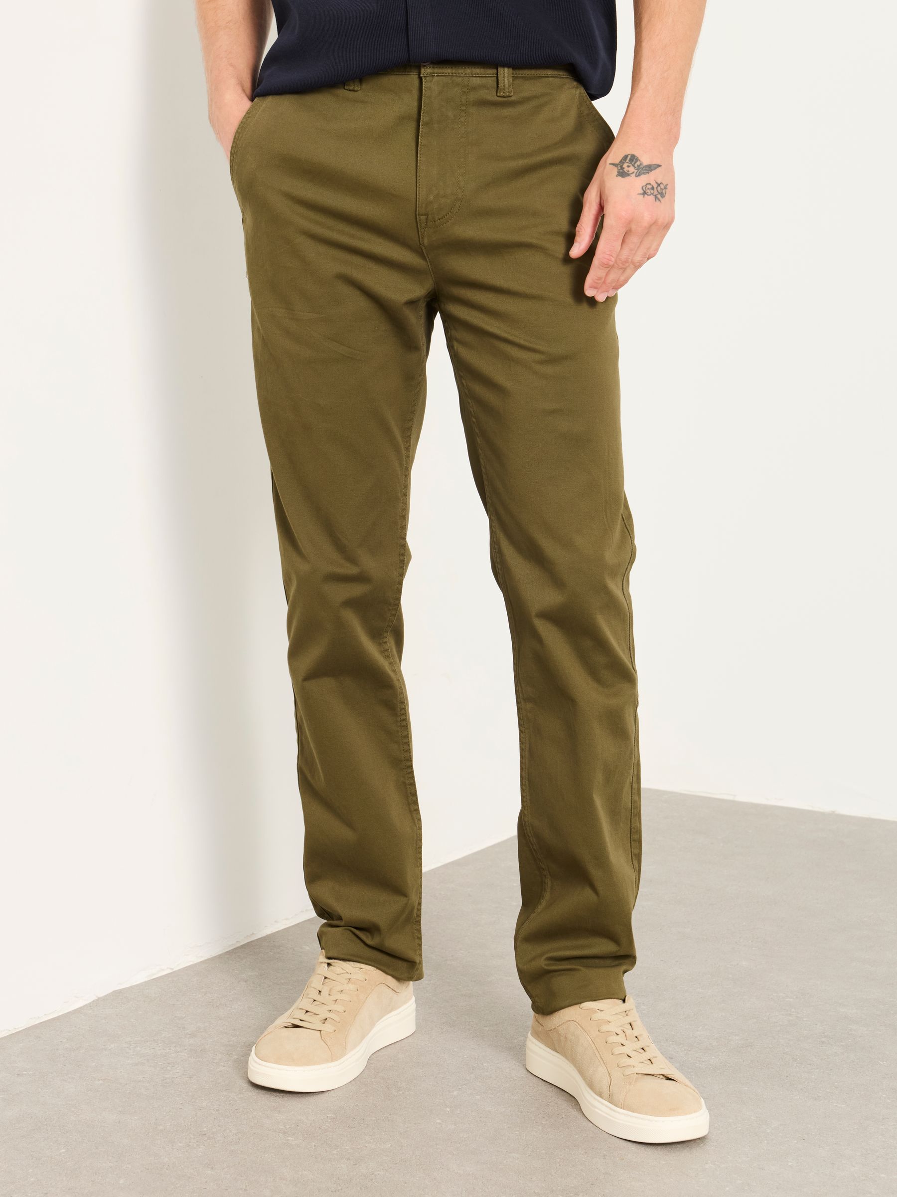 Carbis Dark Green Straight Fit Chinos - Image 1 of 6