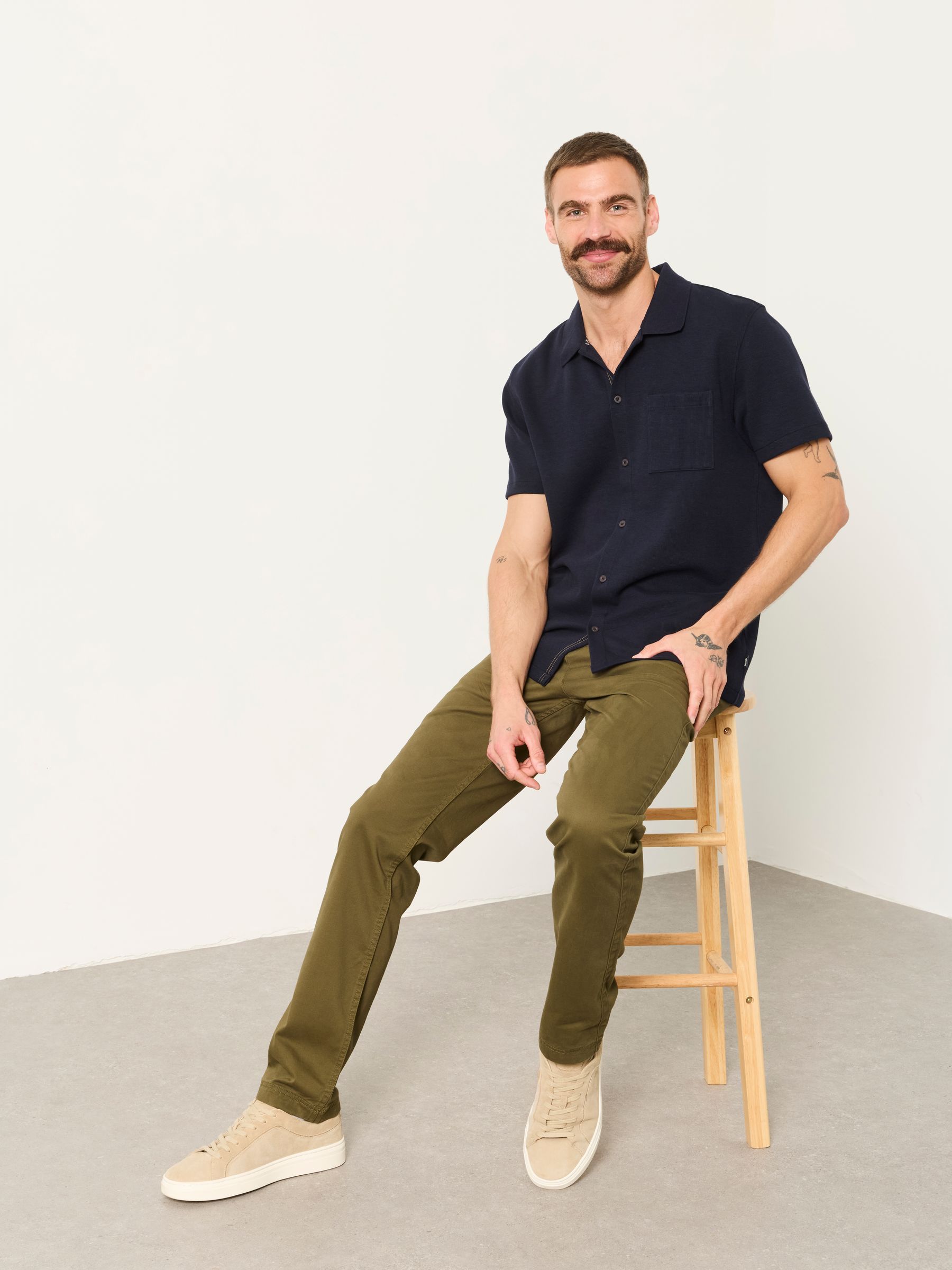 Carbis Dark Green Straight Fit Chinos - Image 5 of 6
