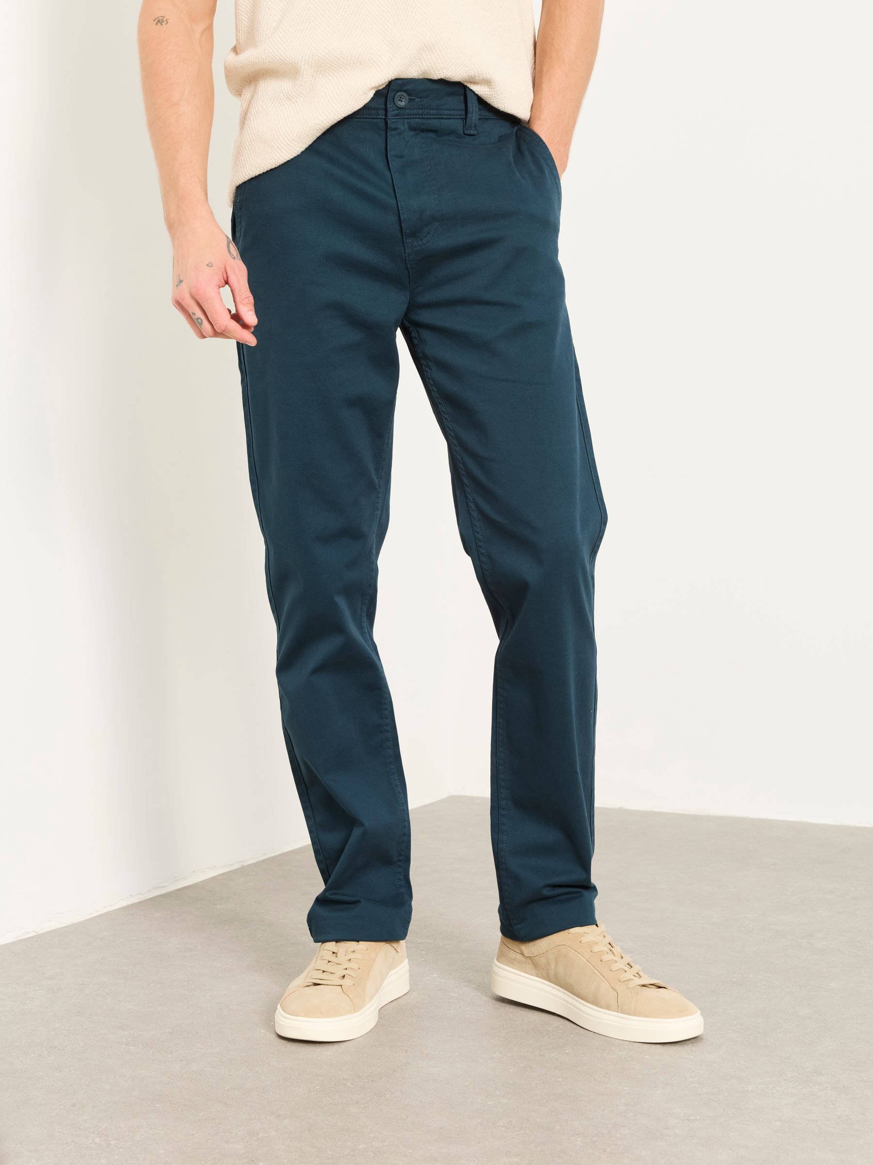 Teal Blue Carbis Straight Fit Chinos - Image 1 of 5