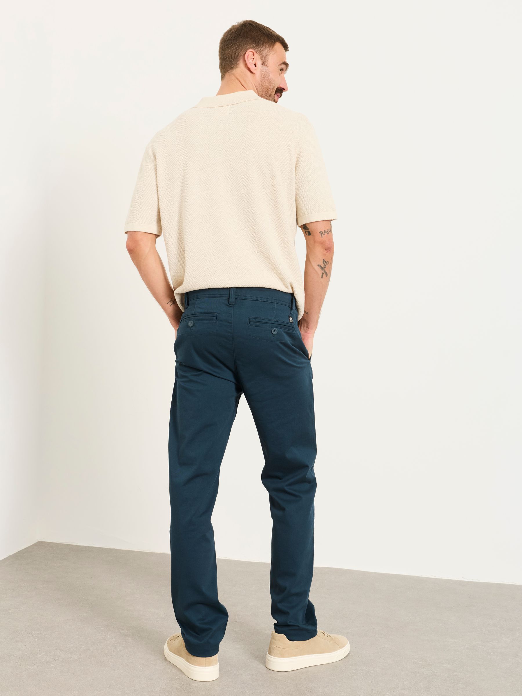 Teal Blue Carbis Straight Fit Chinos - Image 2 of 5