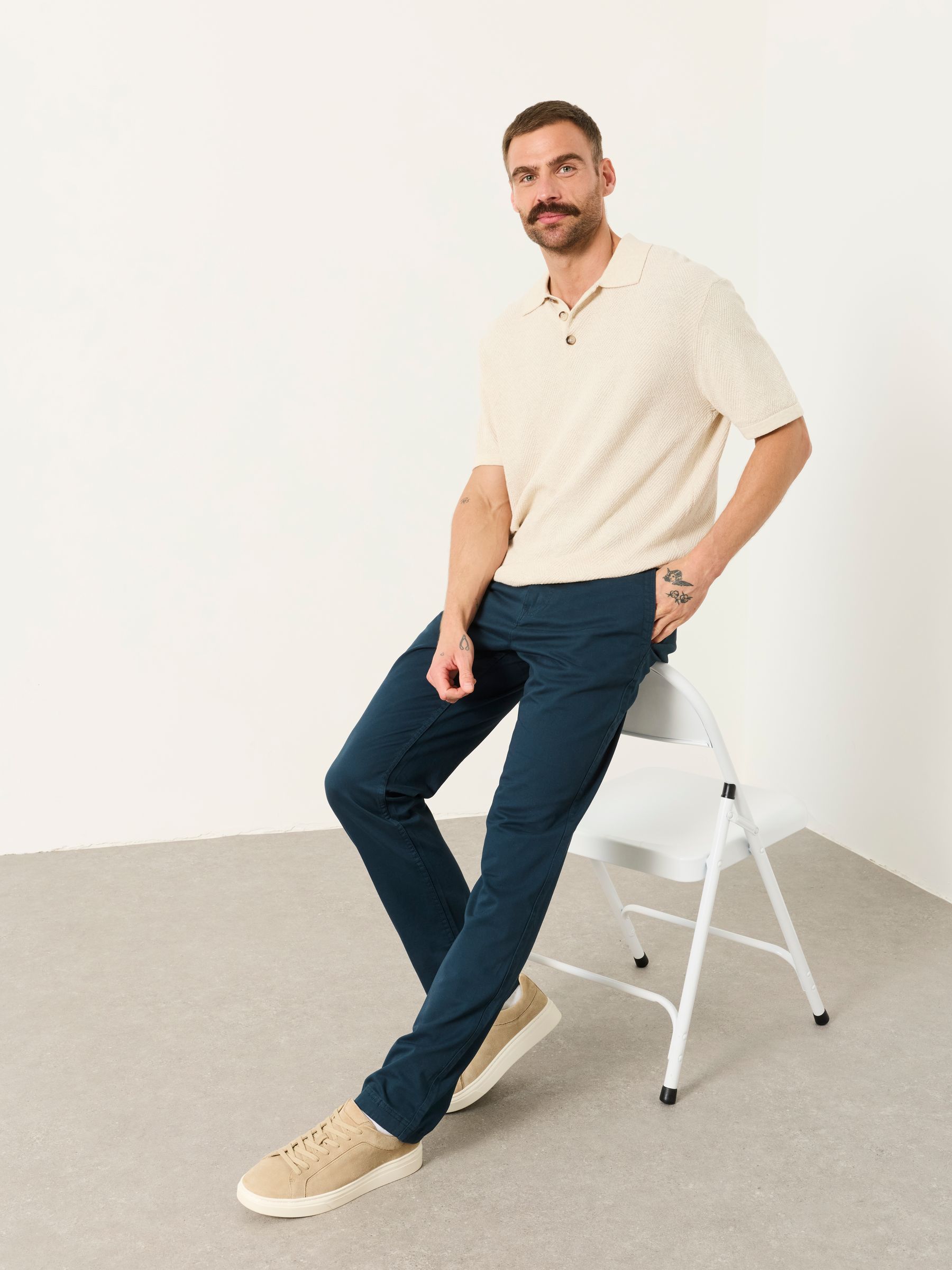 Teal Blue Carbis Straight Fit Chinos - Image 4 of 5