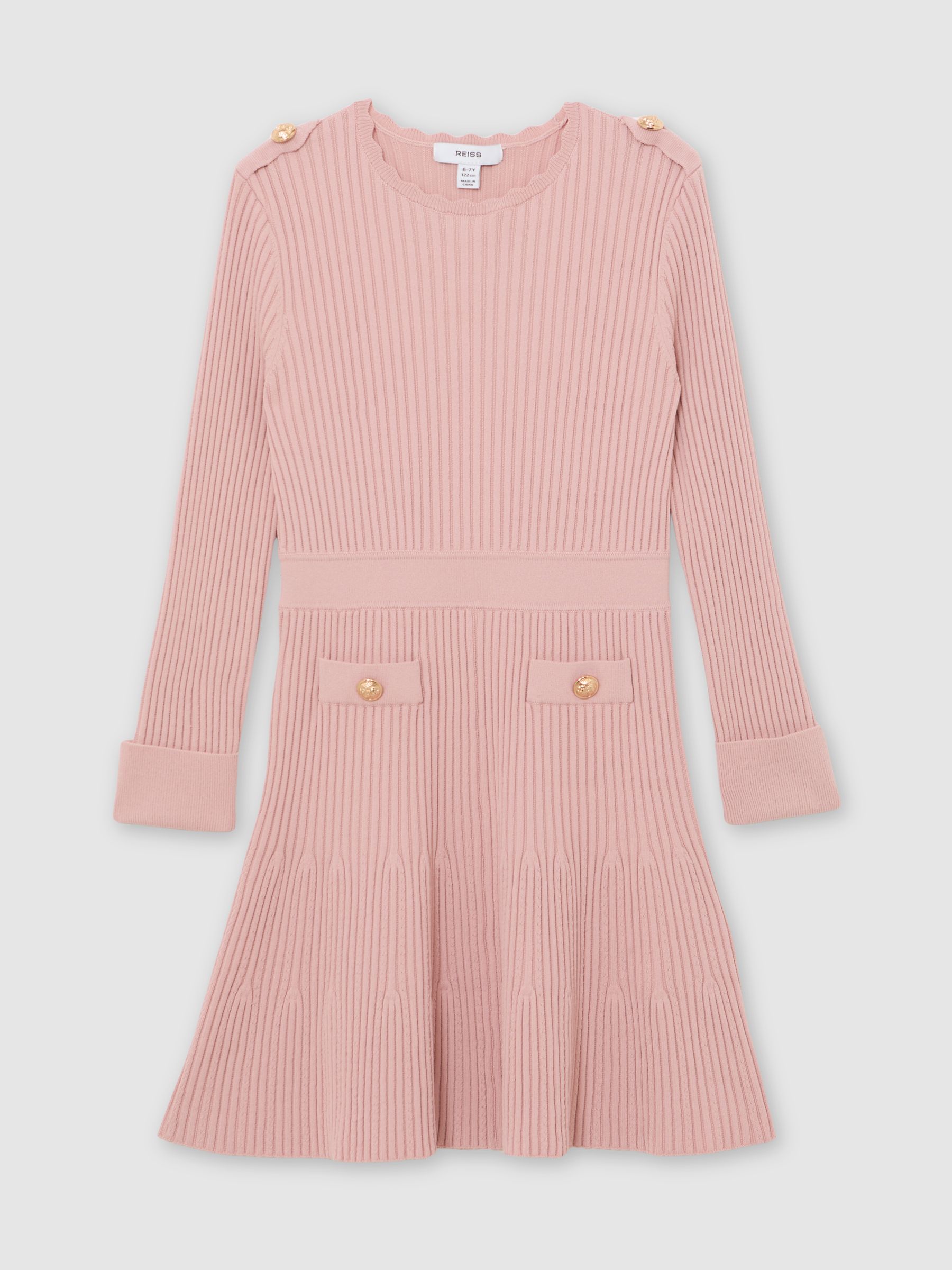 13-14 yrs Rib-Knit Skater Dress in Pink - Image 1 of 4