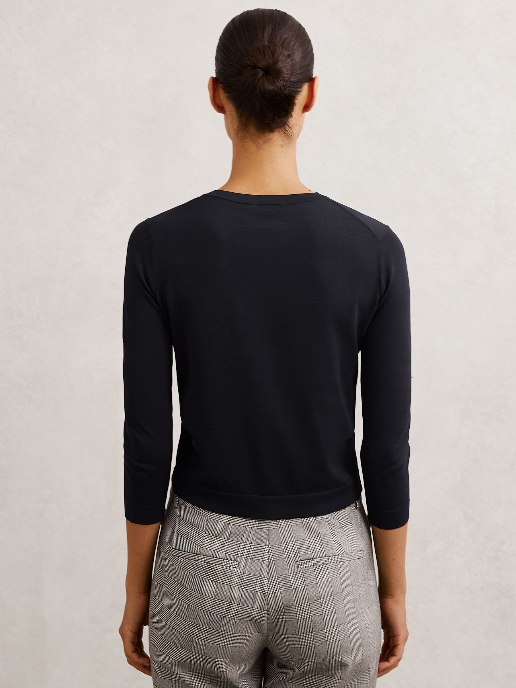 Lightweight Cropped Cardigan in Navy - image 4