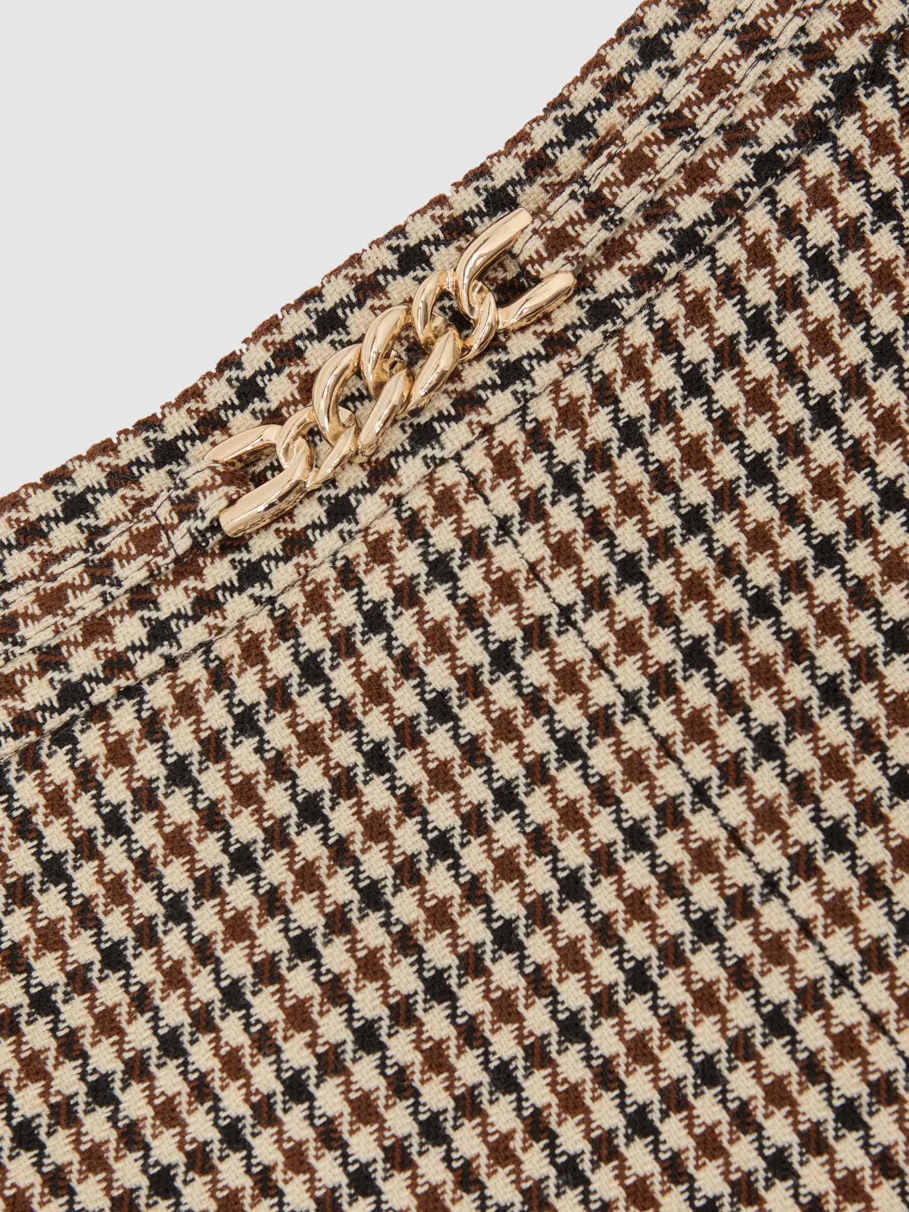 Wool-Blend Check Mini Skirt in Neutral Check - image 3