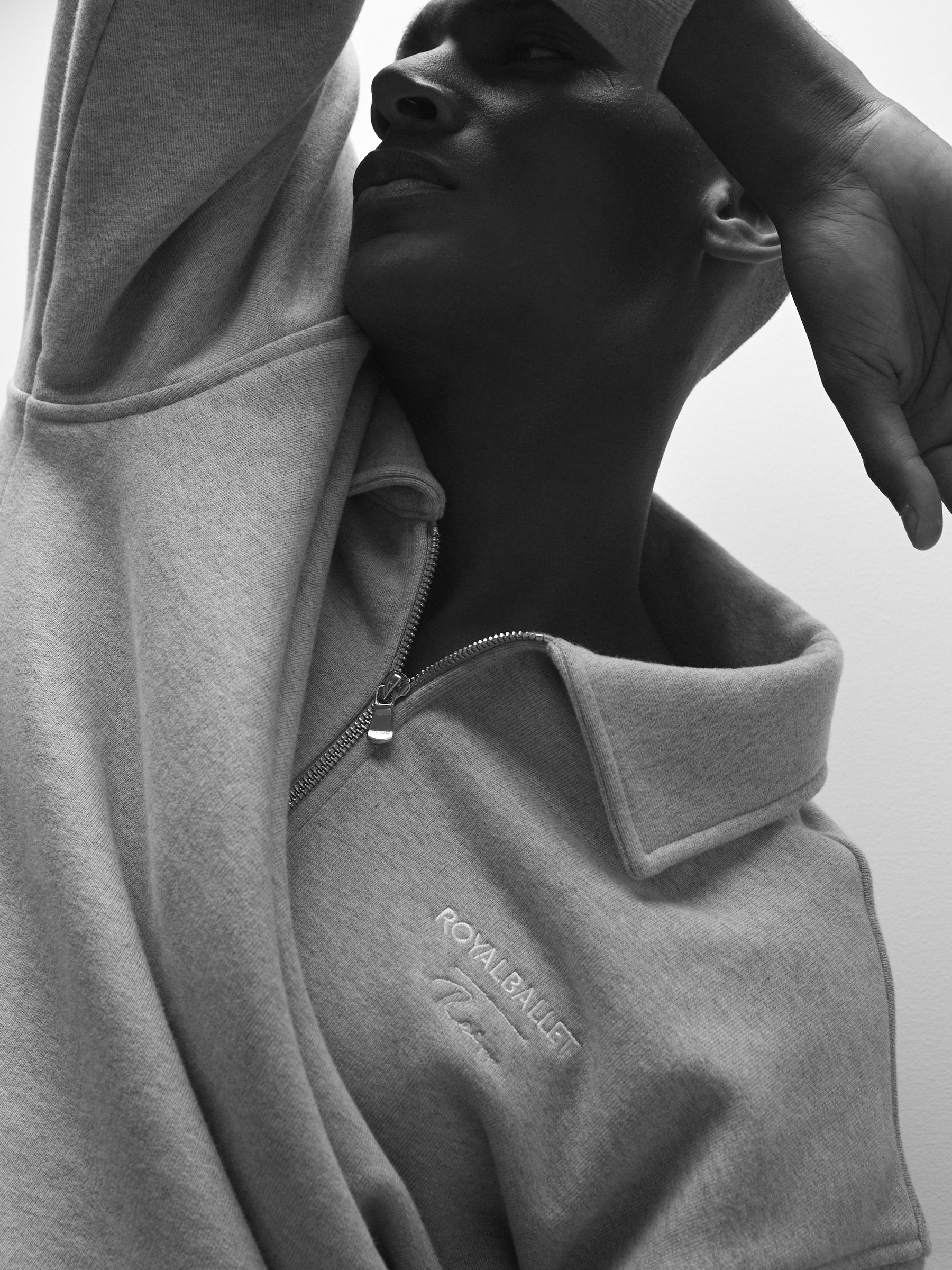 Reiss | Royal Ballet Zip Mikina Unisex Fit v šedé melanžové barvě - Obrázek 6 z 8