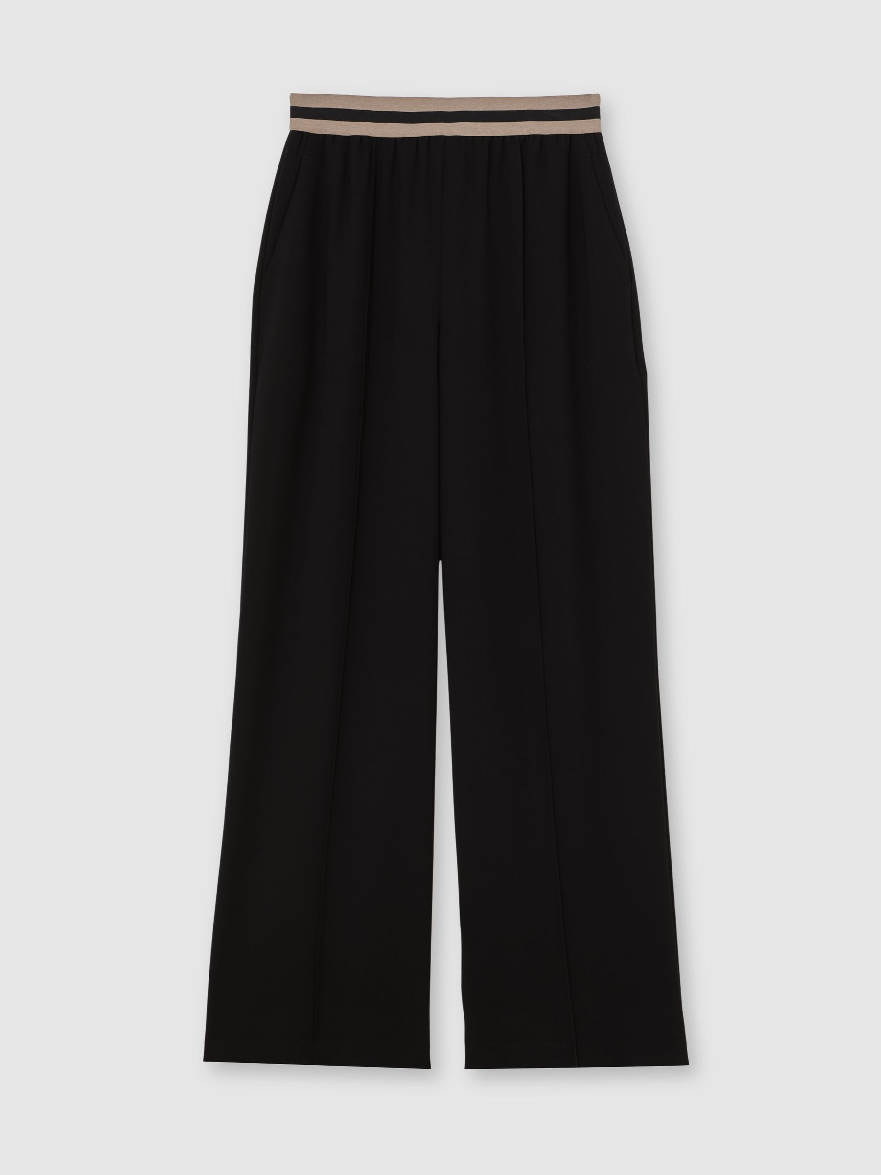 Elasticated-Waist Wide-Leg Trousers in Black - image 1