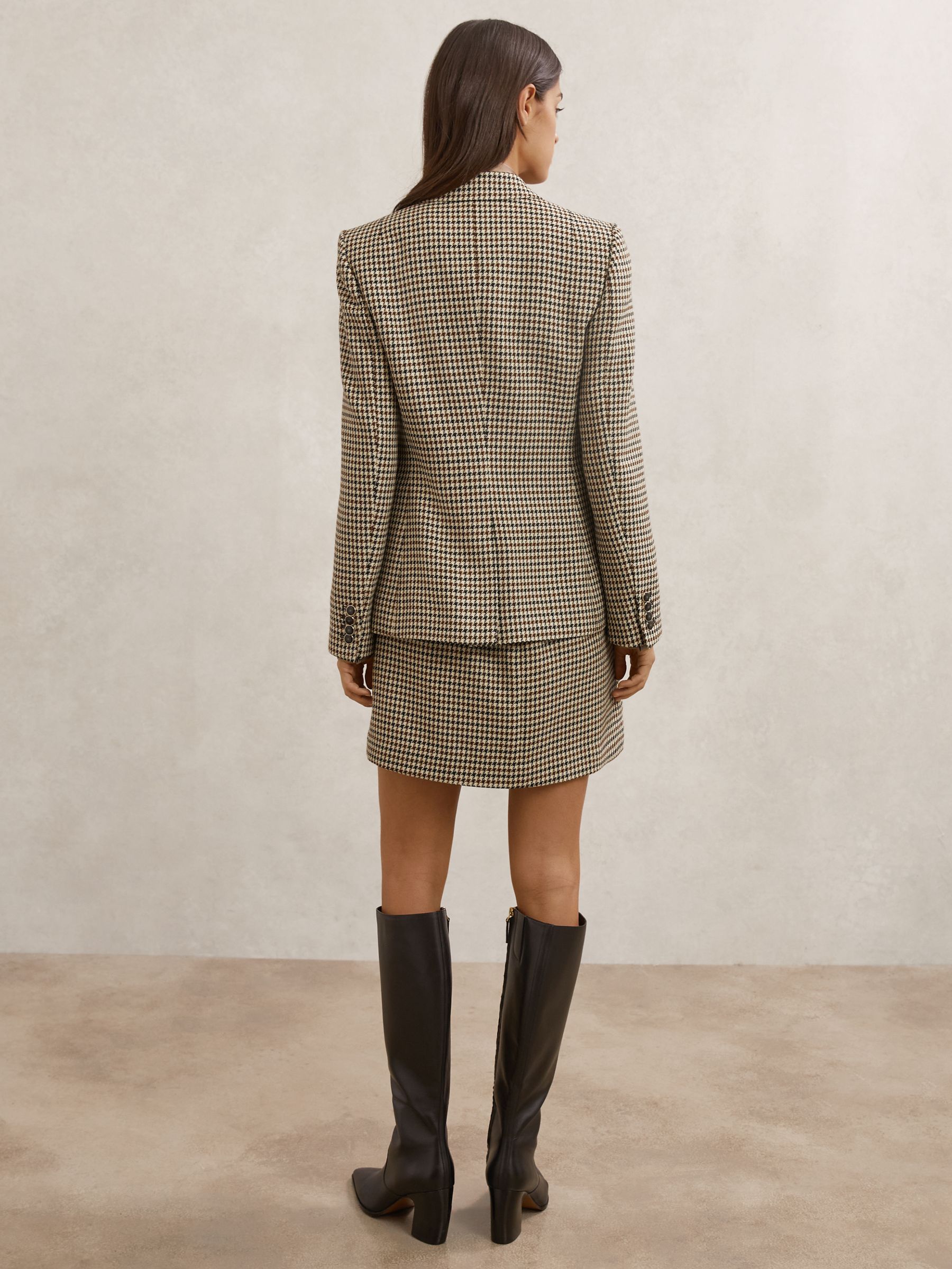 Petite Wool-Blend Double-Breasted Check Blazer in Neutral Check - image 4