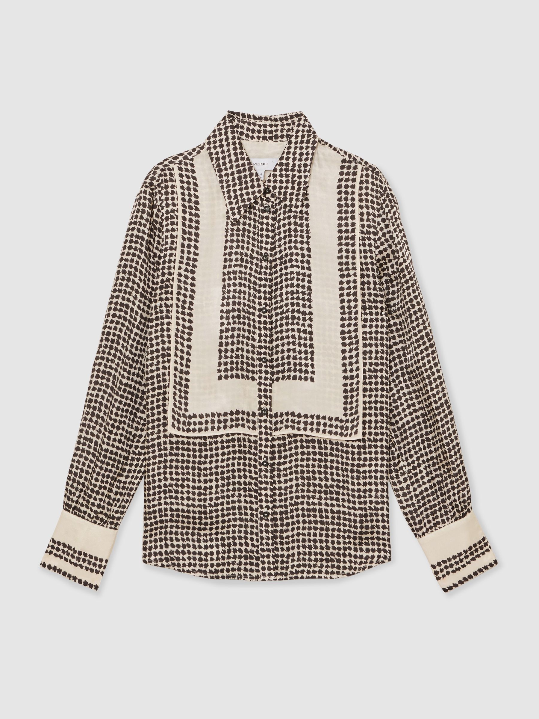 Tile-Print Bib Shirt in Ivory/Black - image 1