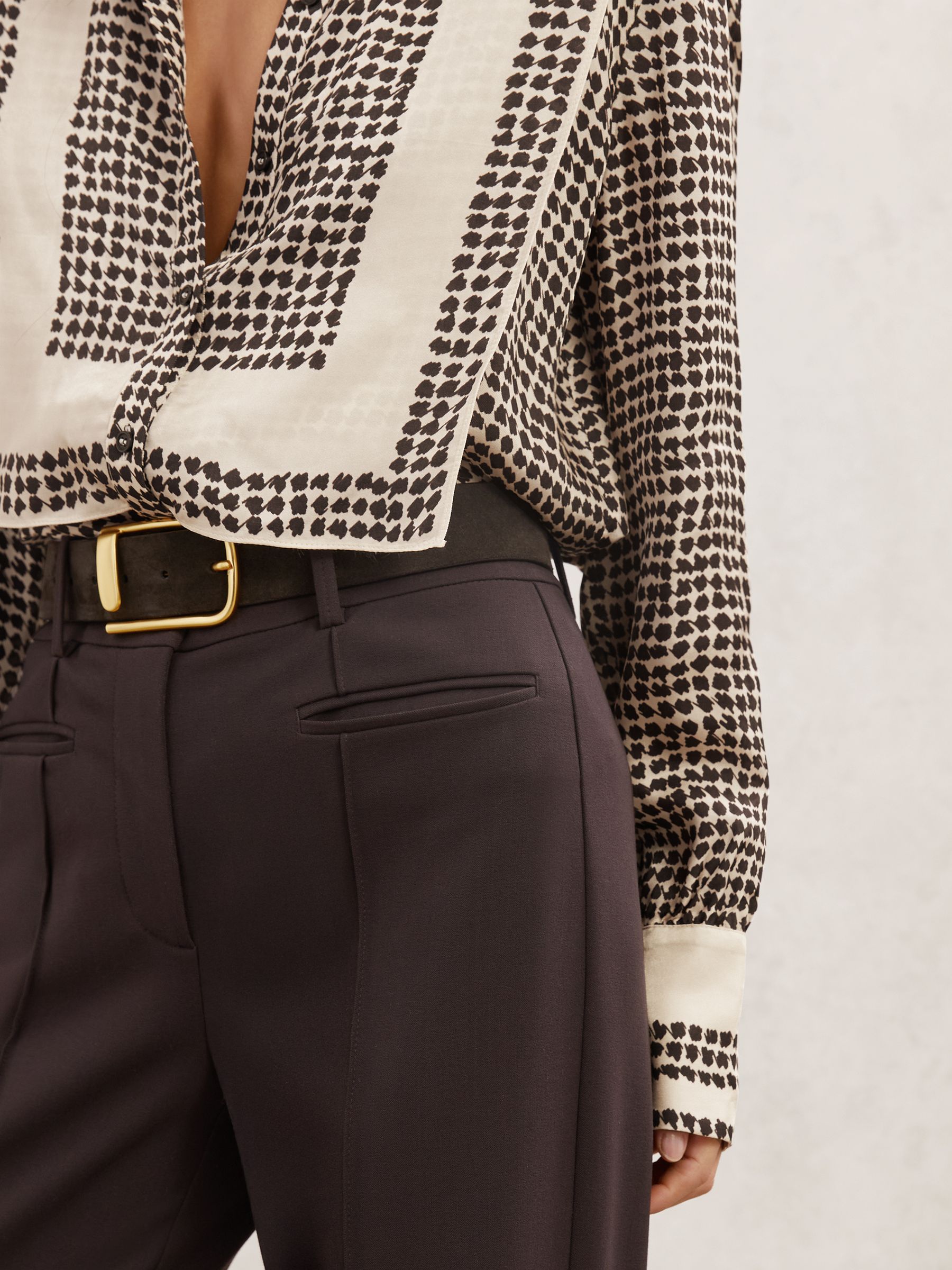 Tile-Print Bib Shirt in Ivory/Black - Image 3 of 6