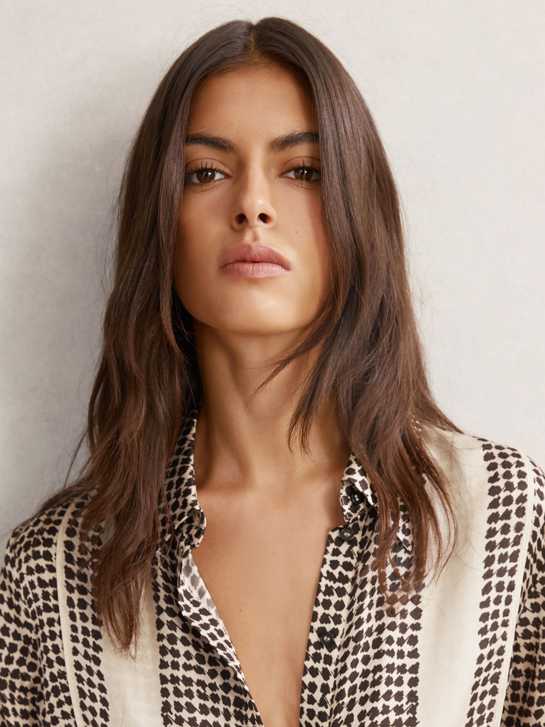 Tile-Print Bib Shirt in Ivory/Black - image 5