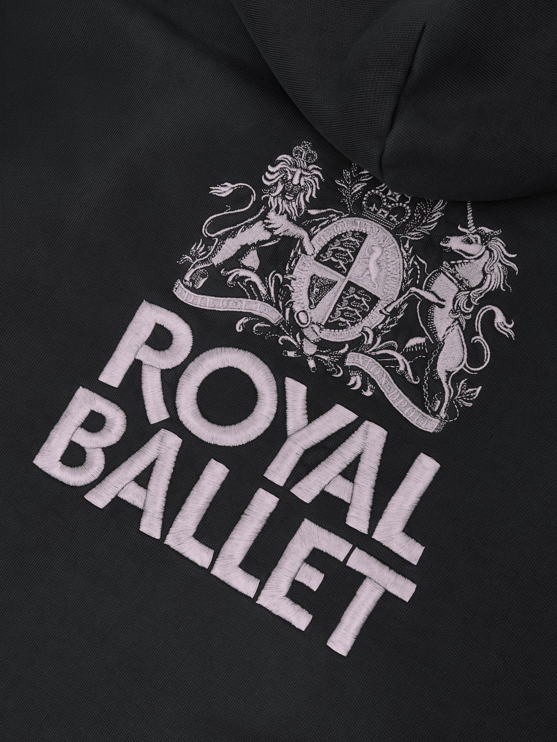 Reiss | Unisex mikina s kapucí Royal Ballet Logo v seprané černé barvě - Obrázek 9 z 9
