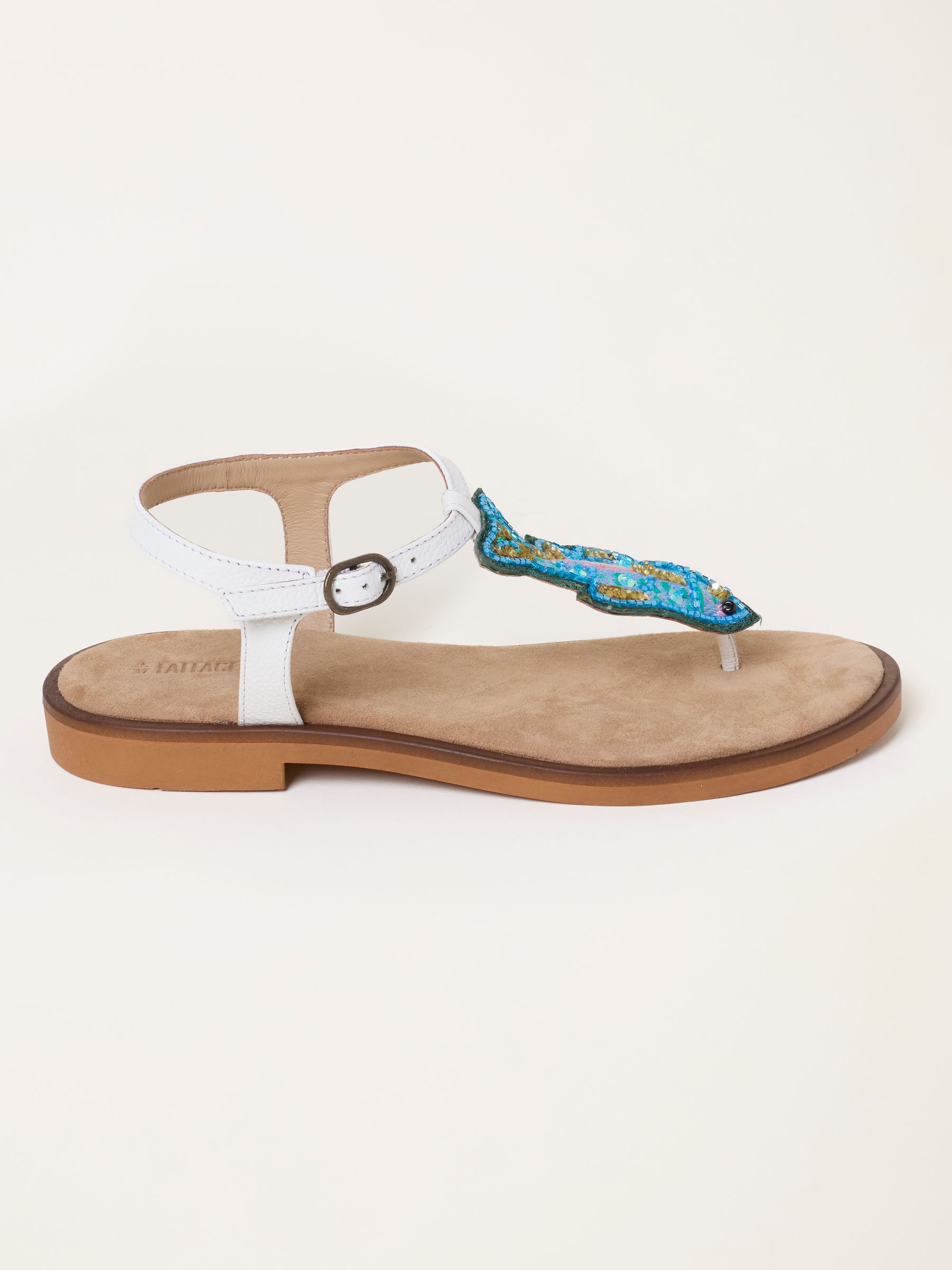 White Zia Beaded Fish Sandal - Image 3 of 5