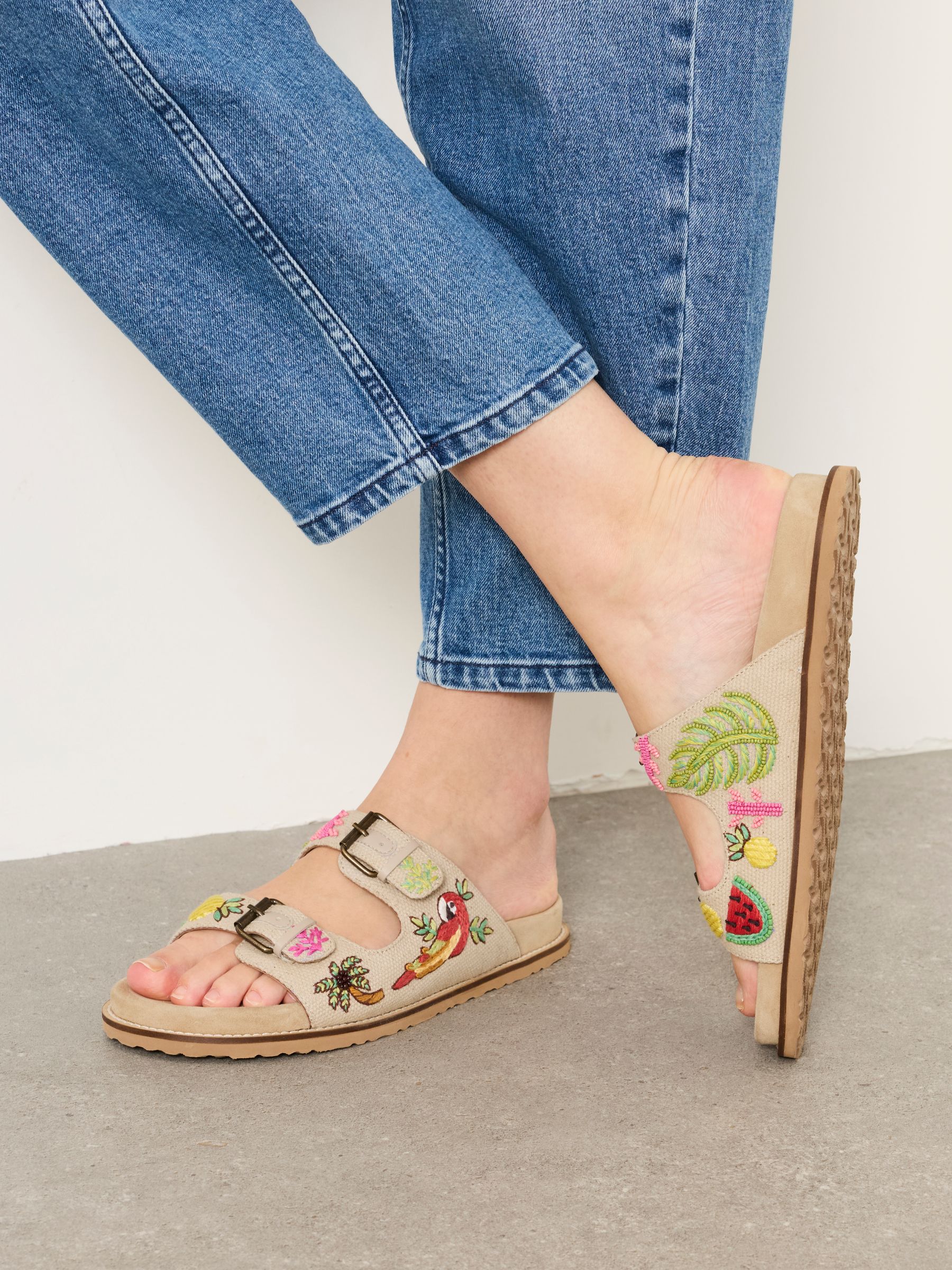 Natural Coco Embroiderd Footbed Sandal - Image 1 of 5