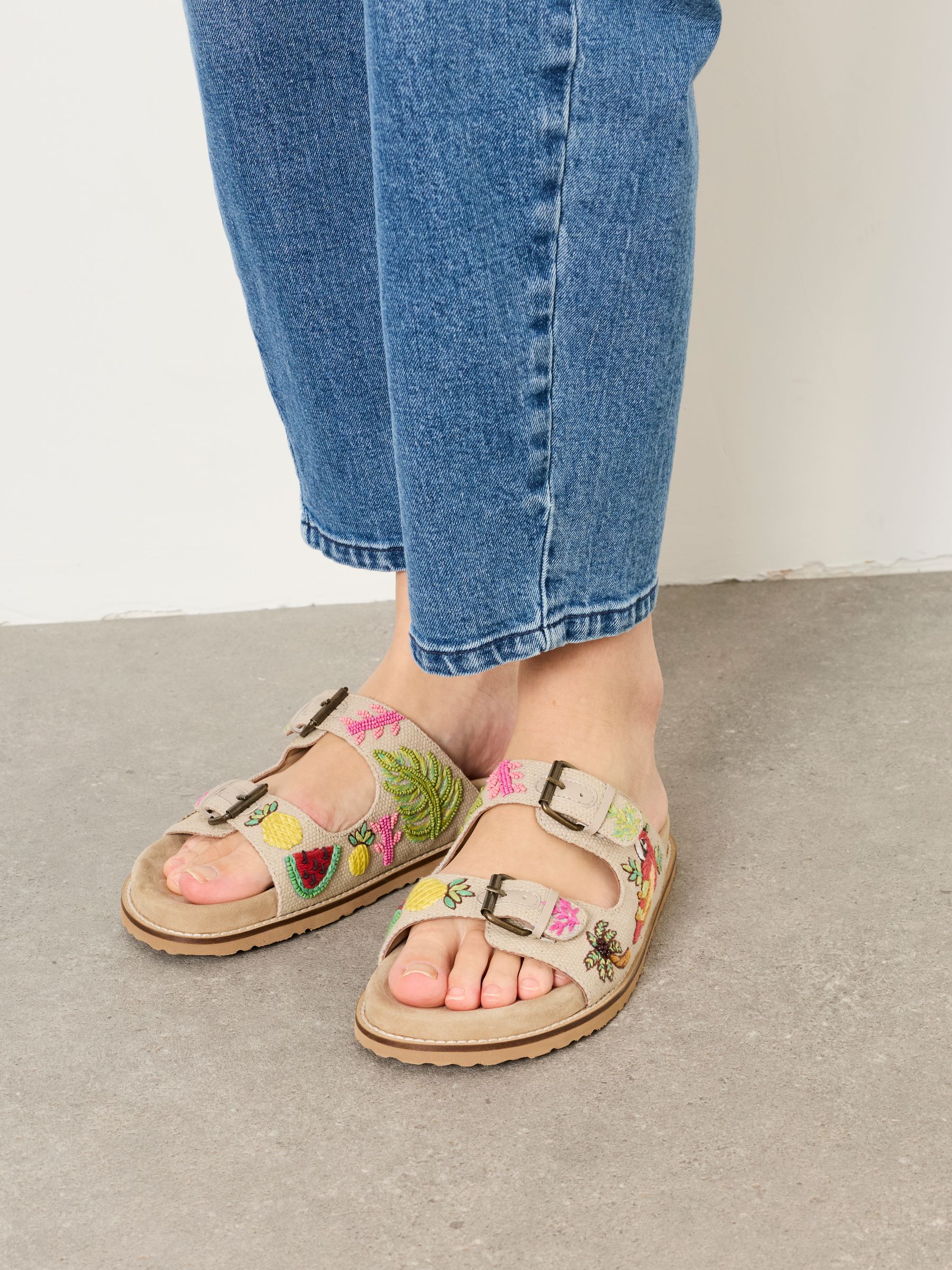 Natural Coco Embroiderd Footbed Sandal - Image 2 of 5
