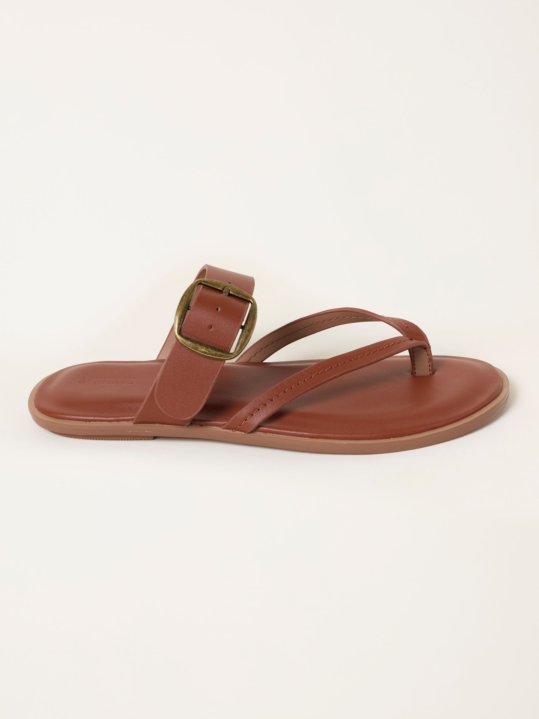 Tan Brown Leather Boho Slider Sandal - Image 1 of 3