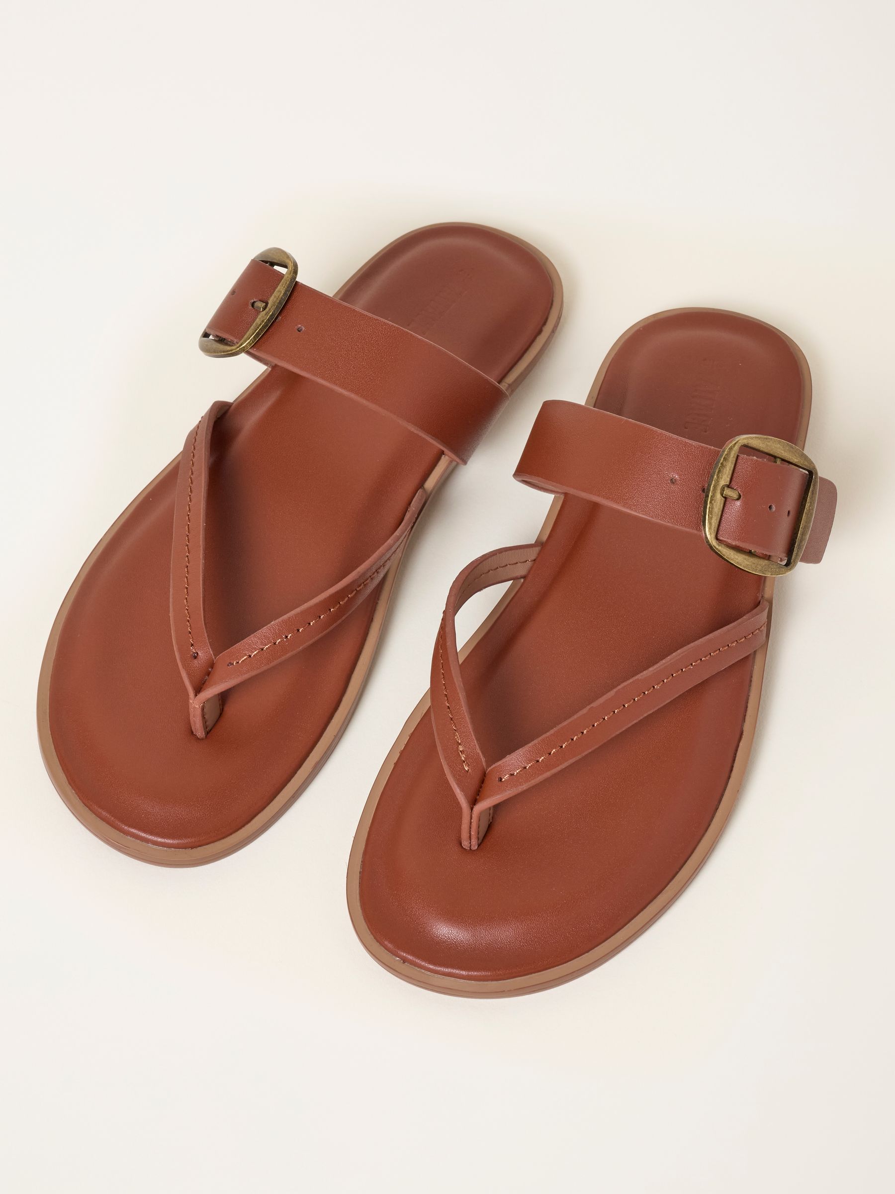 Tan Brown Leather Boho Slider Sandal - Image 3 of 3