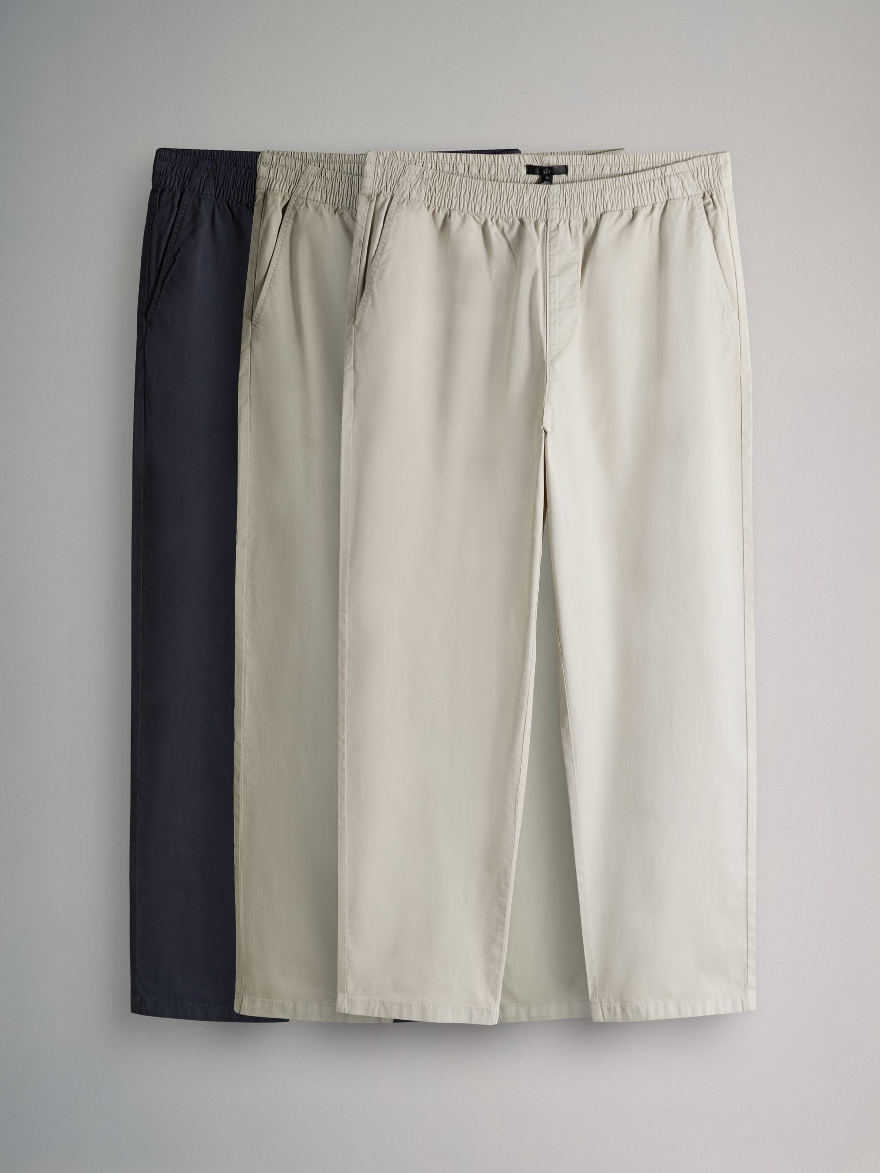 3 Pack Pull On Relaxed Fit Chinos Navy/Khaki - Image 1 of 6 3 Pack Pull On Relaxed Fit Chinos Navy/Khaki - Image 1 of 6