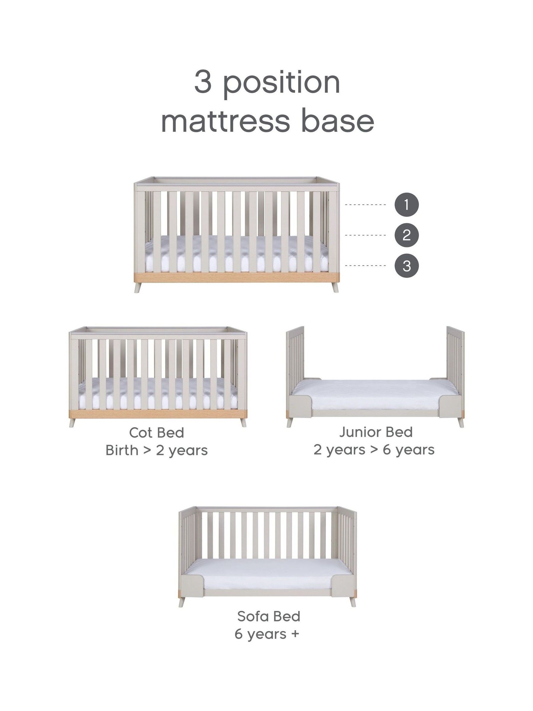 Tutti Bambini Light Oak  White Sand Hygge Mini Cot Bed - Image 4 of 6