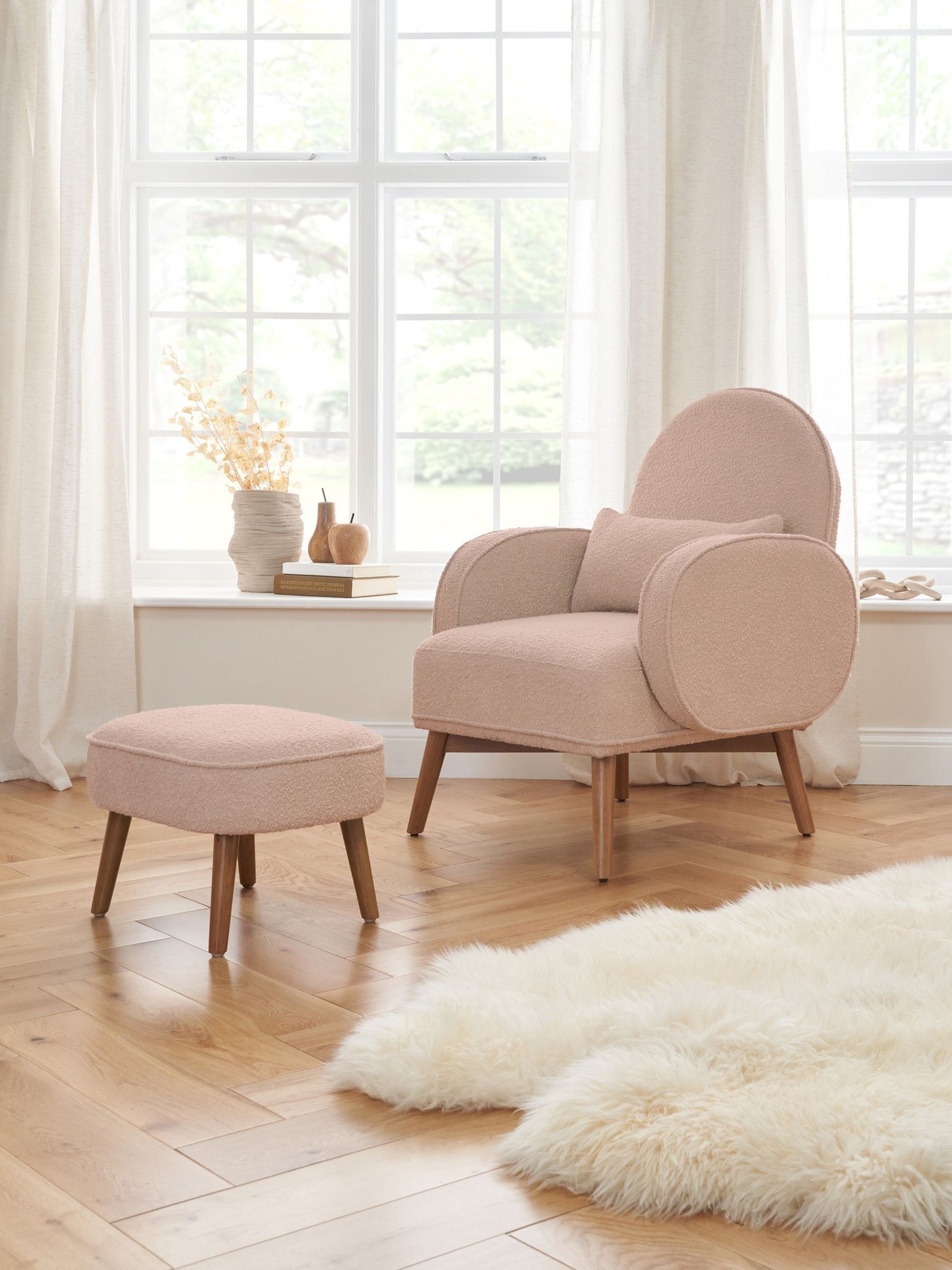 Tutti Bambini Boucle Blush Micah Rocking Nursing Chair & Footstool - Image 2 of 4