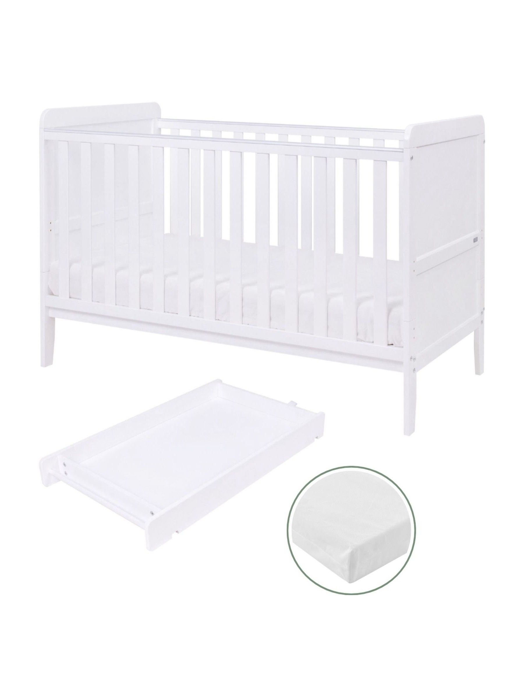 Tutti Bambini White Rio Cot Bed with Cot Top Changer & Mattress - Image 3 of 5