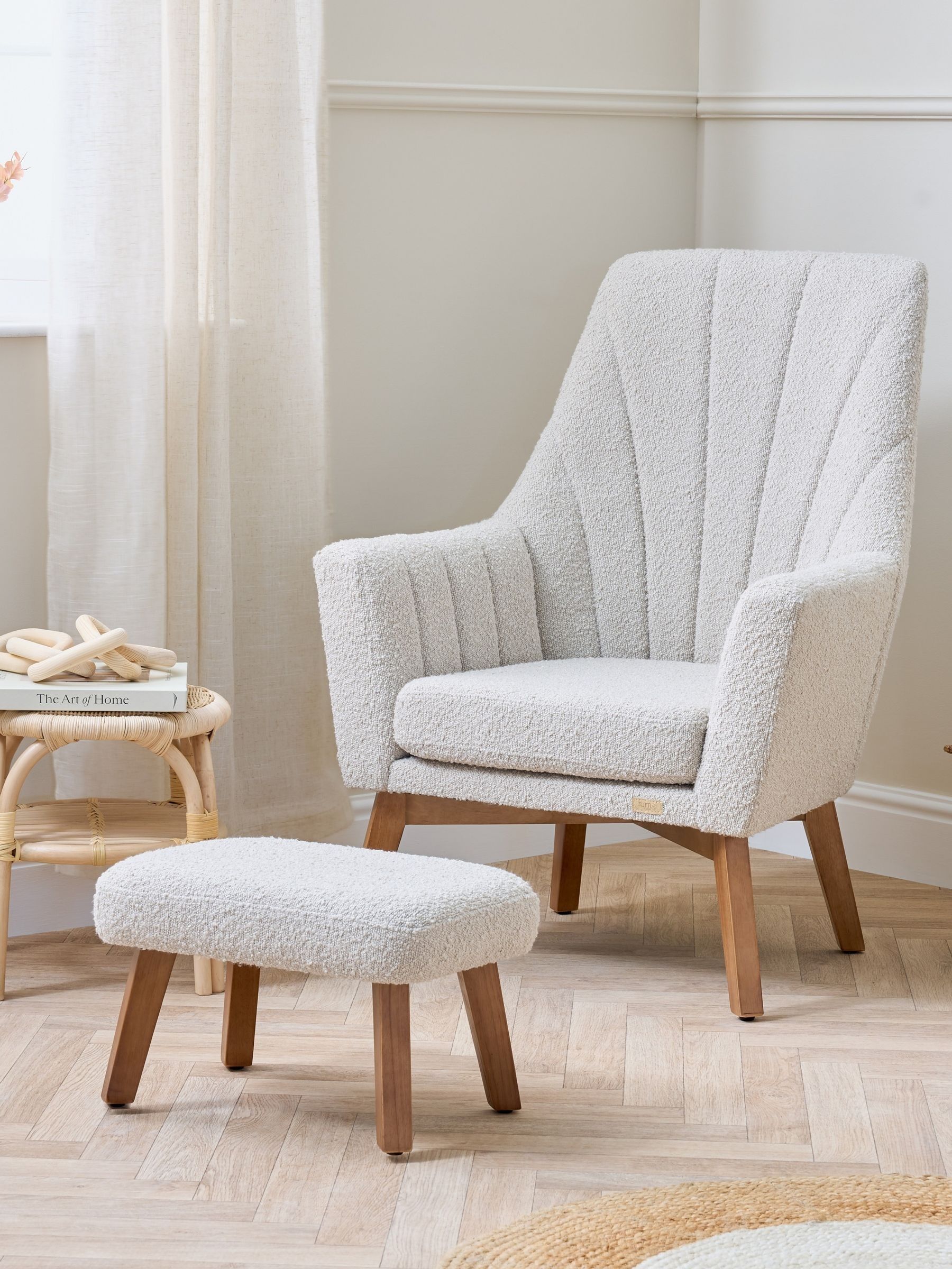 Tutti Bambini Boucle Mushroom Jonah Luxe Rocking Nursing Chair & Footstool - Image 2 of 5