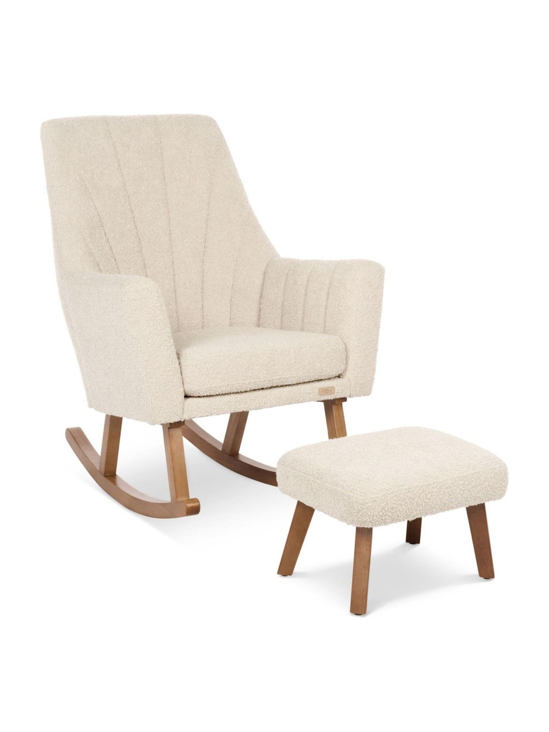 Tutti Bambini Boucle Mushroom Jonah Luxe Rocking Nursing Chair & Footstool - Image 4 of 5