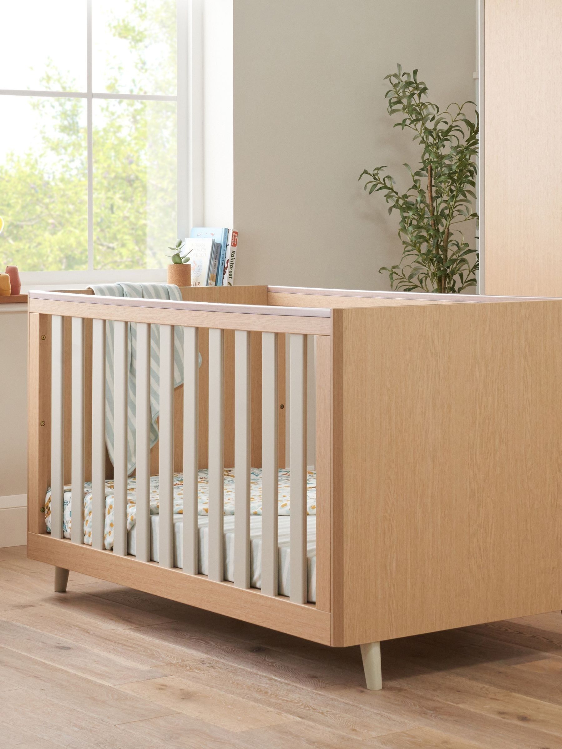 Tutti Bambini Light Oak White Sand Fika Mini Cot Bed - Image 1 of 6