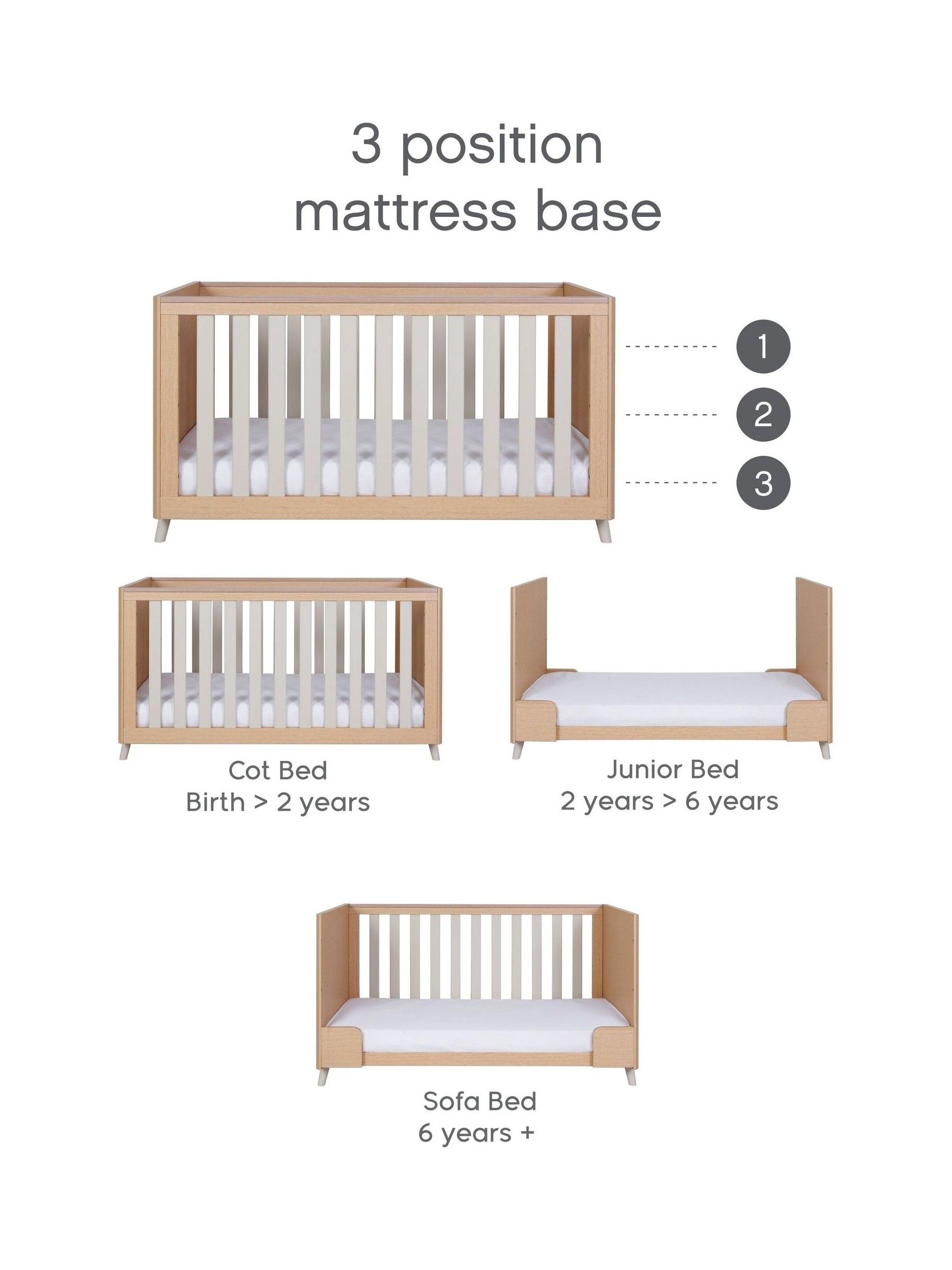 Tutti Bambini Light Oak White Sand Fika Mini Cot Bed - Image 6 of 6
