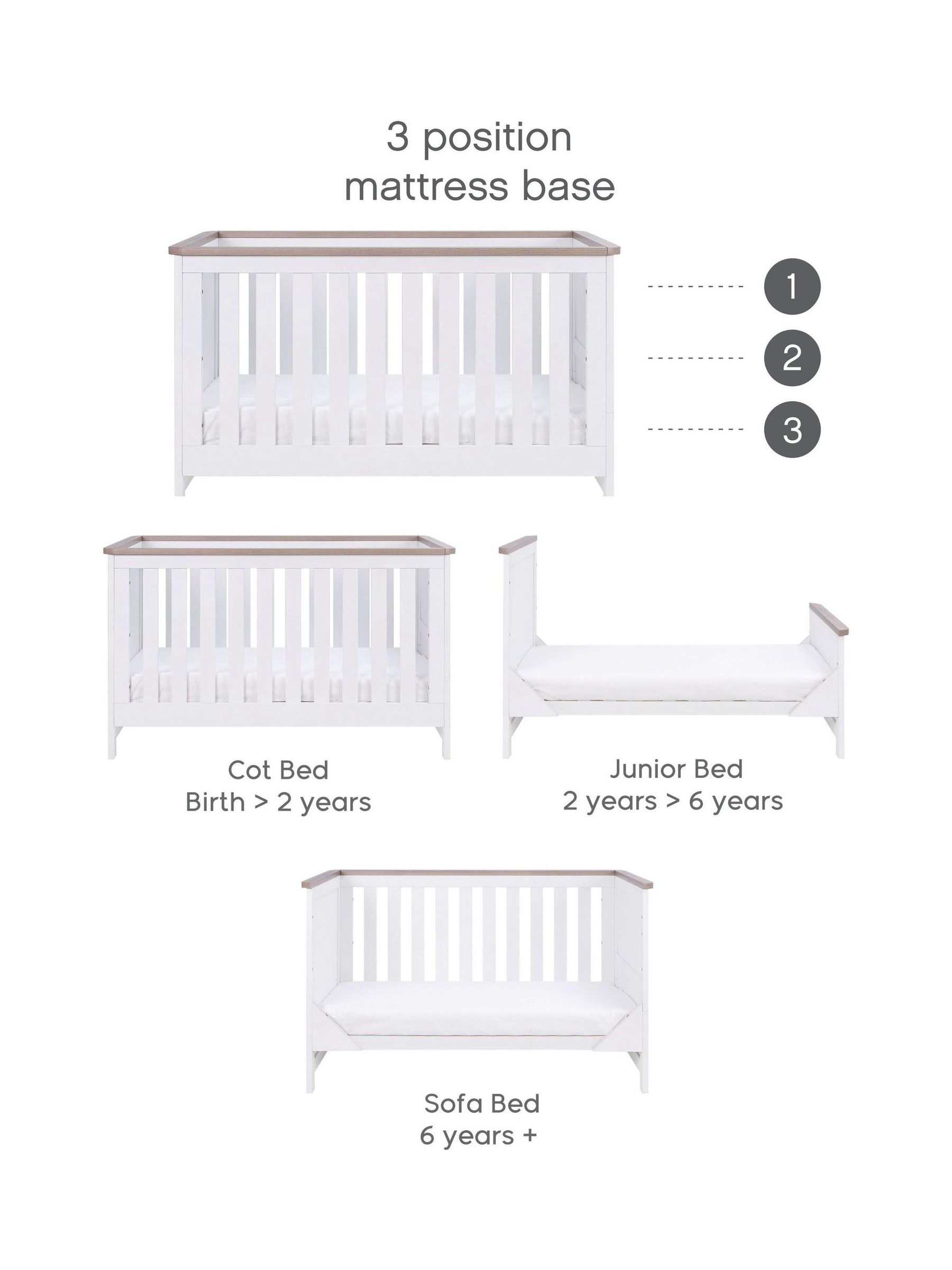 Tutti Bambini White  Oak Verona Cot Bed - Image 6 of 6