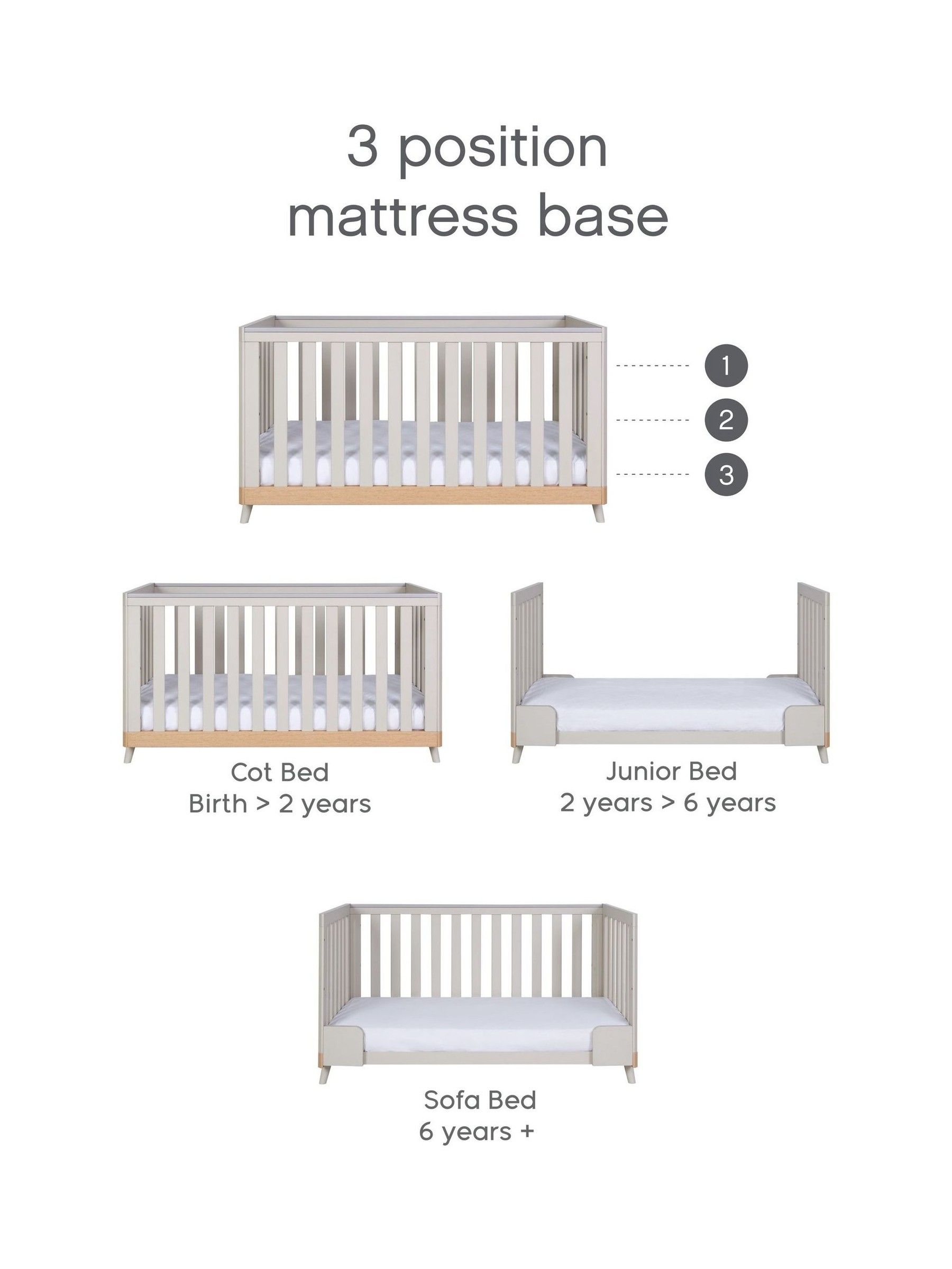 Tutti Bambini Light Oak White Sand Hygge Cot Bed - Image 4 of 6