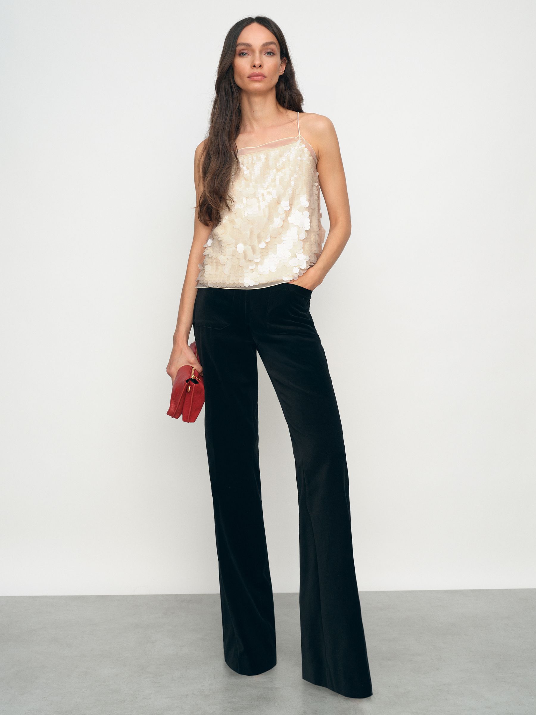 Sequin Cami Top in Cream - Image 4 of 9