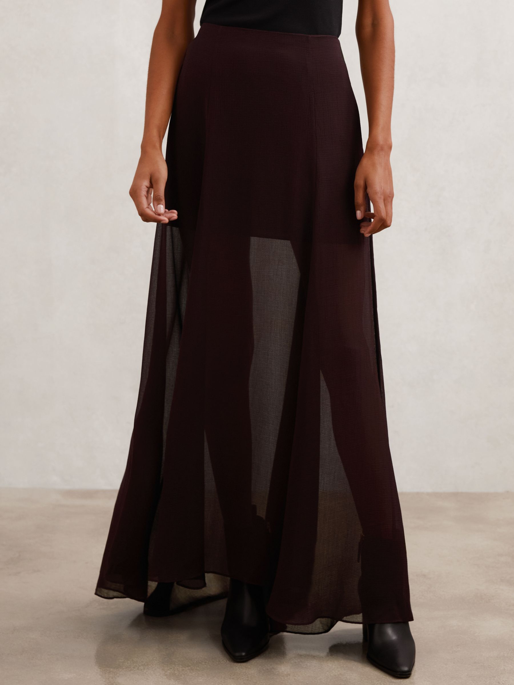 Sheer Textured Maxi Skirt in Chocolate Brown - image 3