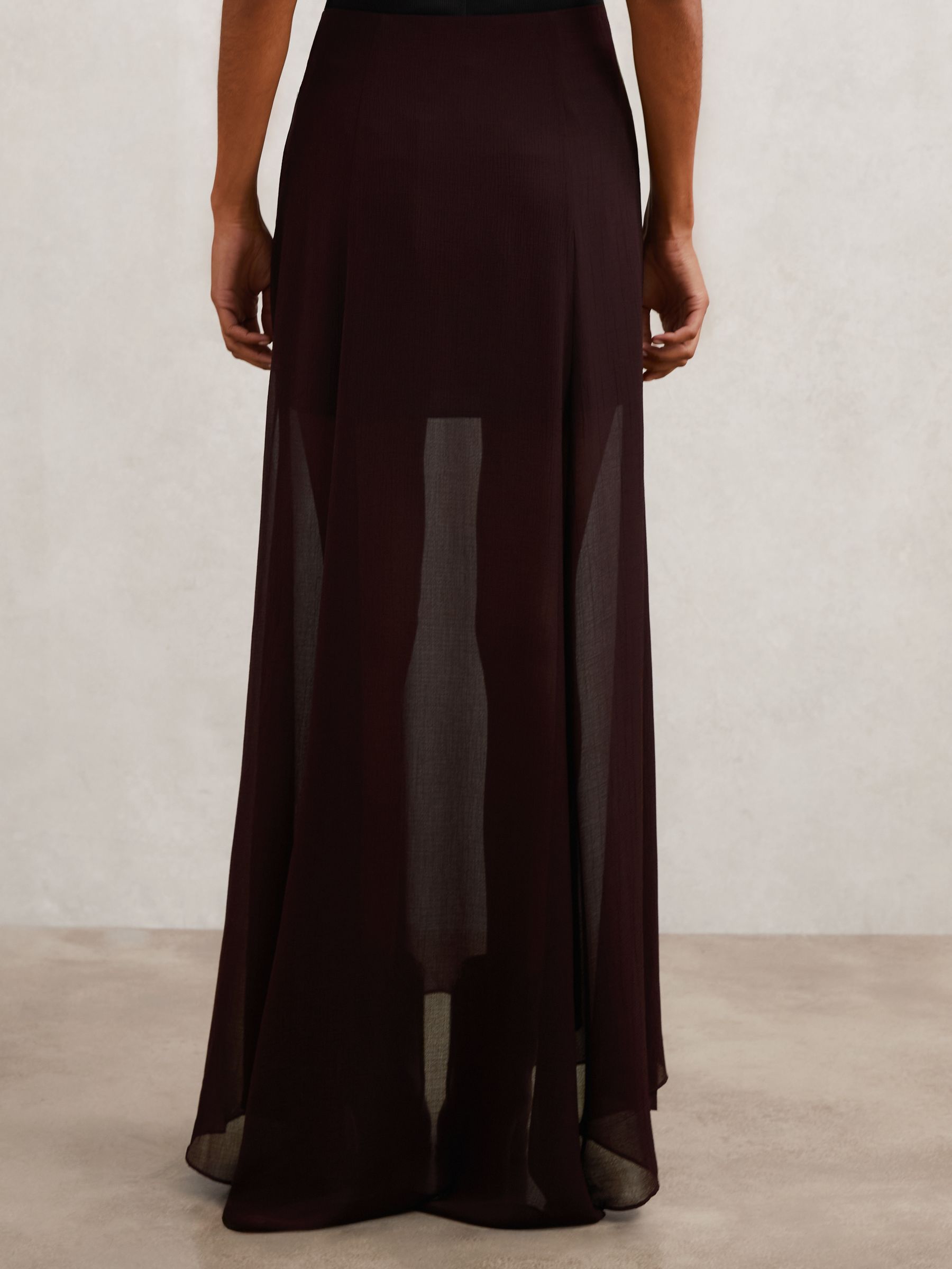 Sheer Textured Maxi Skirt in Chocolate Brown - image 5