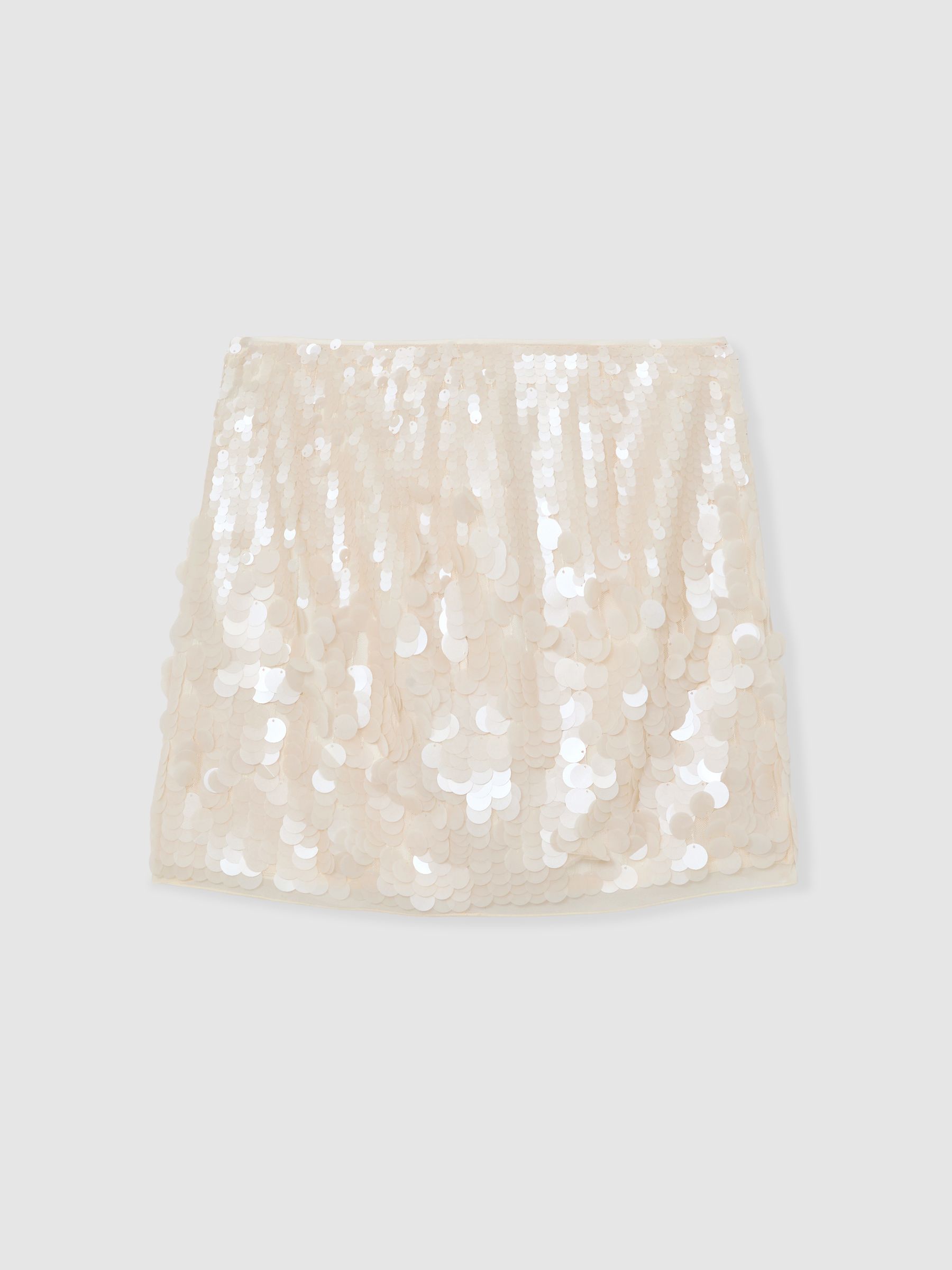 Sequin Mini Skirt in Cream - Image 2 of 8