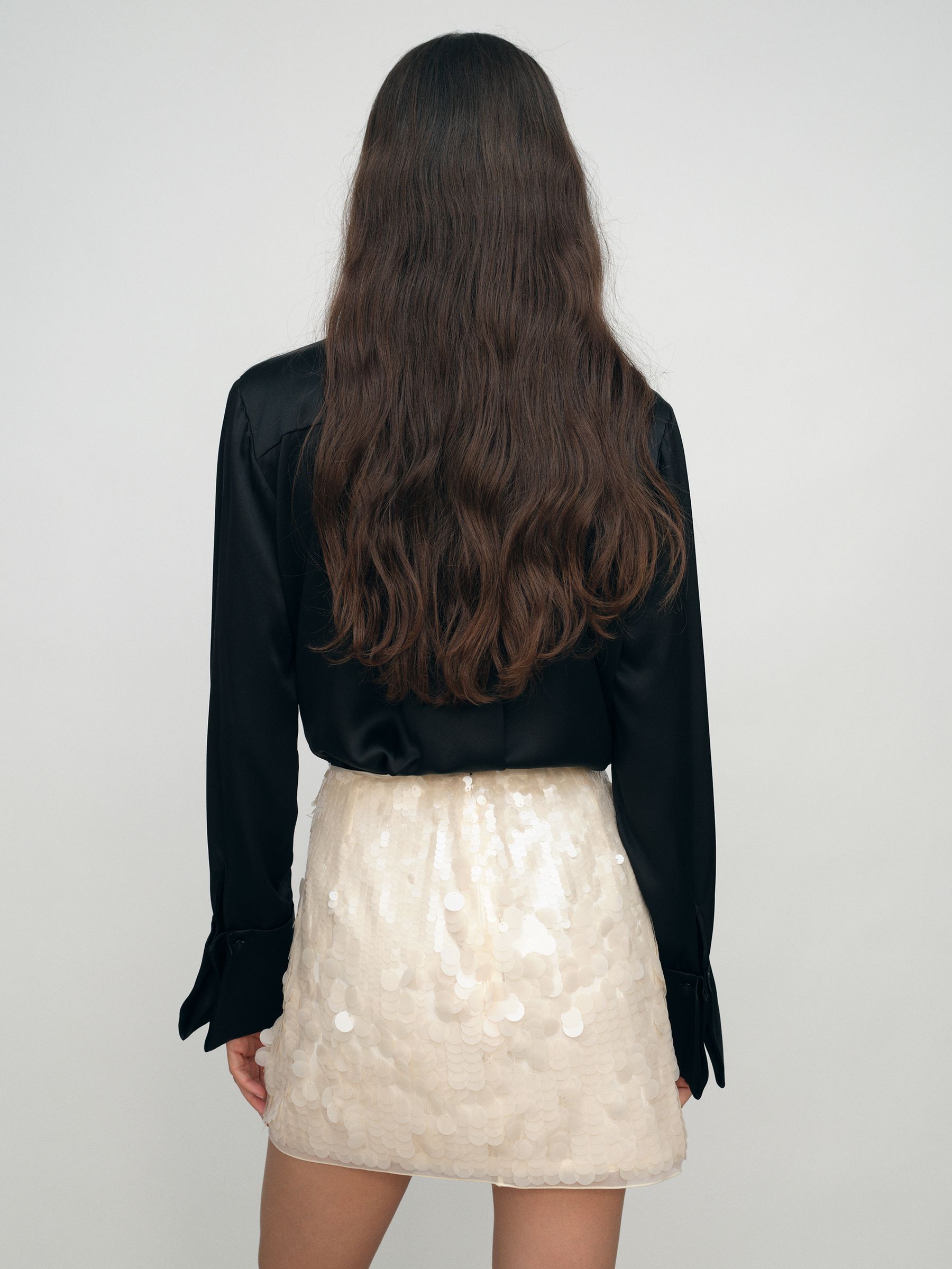 Sequin Mini Skirt in Cream - Image 5 of 8