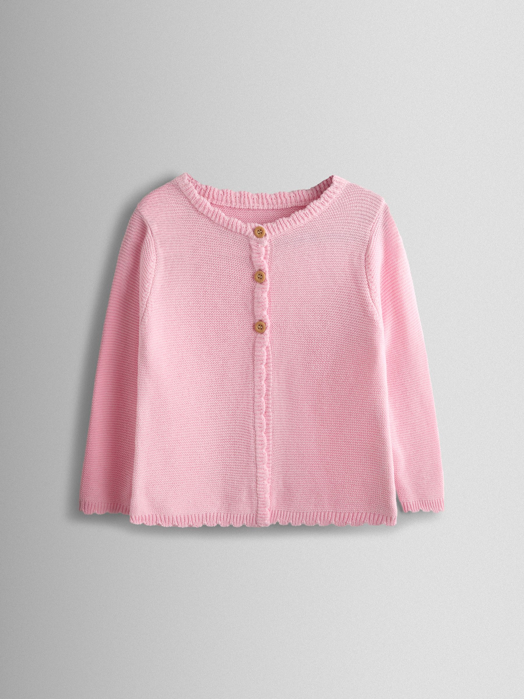 Light Pink Classic Cotton Scallop Cardigan - Image 1 of 3