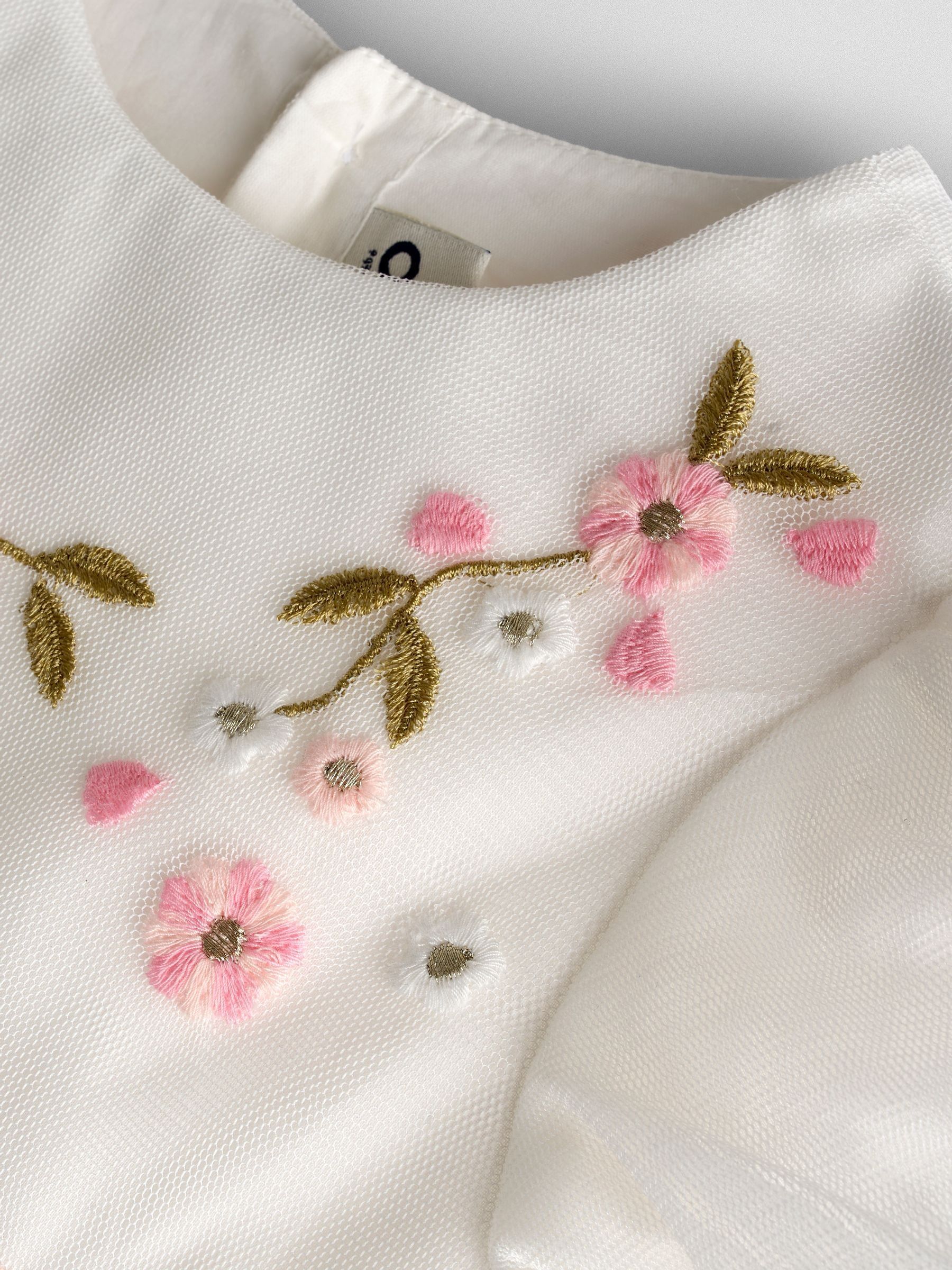 Cream Wildflower Hem Emb Tulle Dress - Image 3 of 4