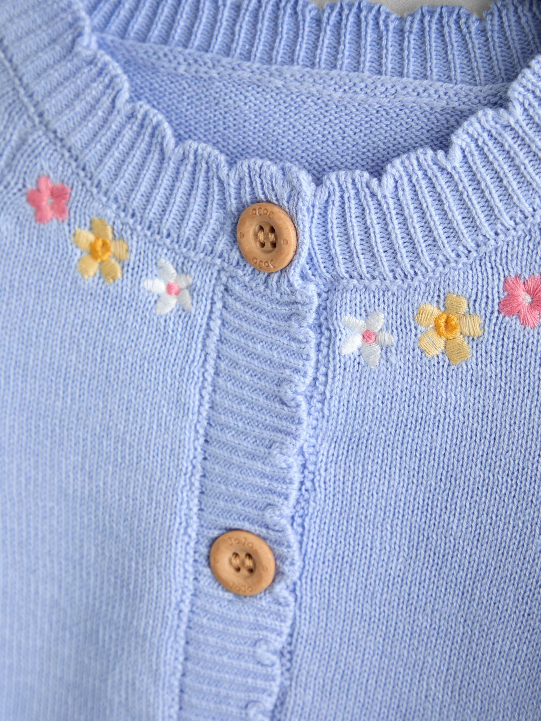 Mid Blue Mouse and Flower Embroidered Cardigan - Image 3 of 4