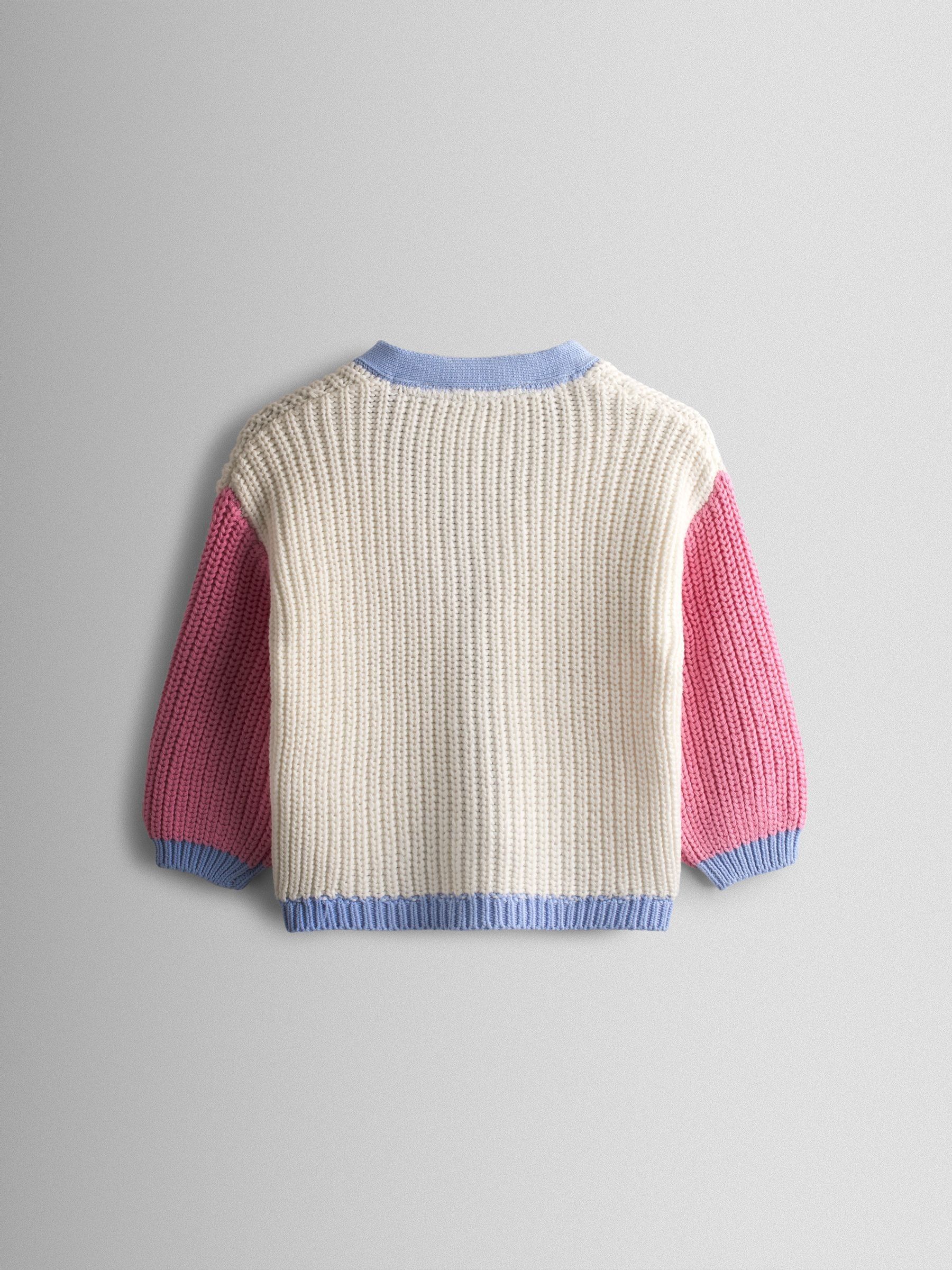 Bright Pink Crochet Strawberry Pocket Cardigan - Image 3 of 5